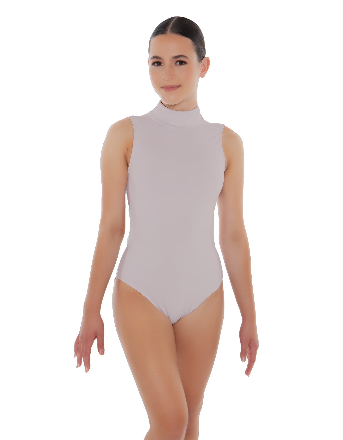 Solid Lycra Tneck Sleeveless Keyhole Back Leotard