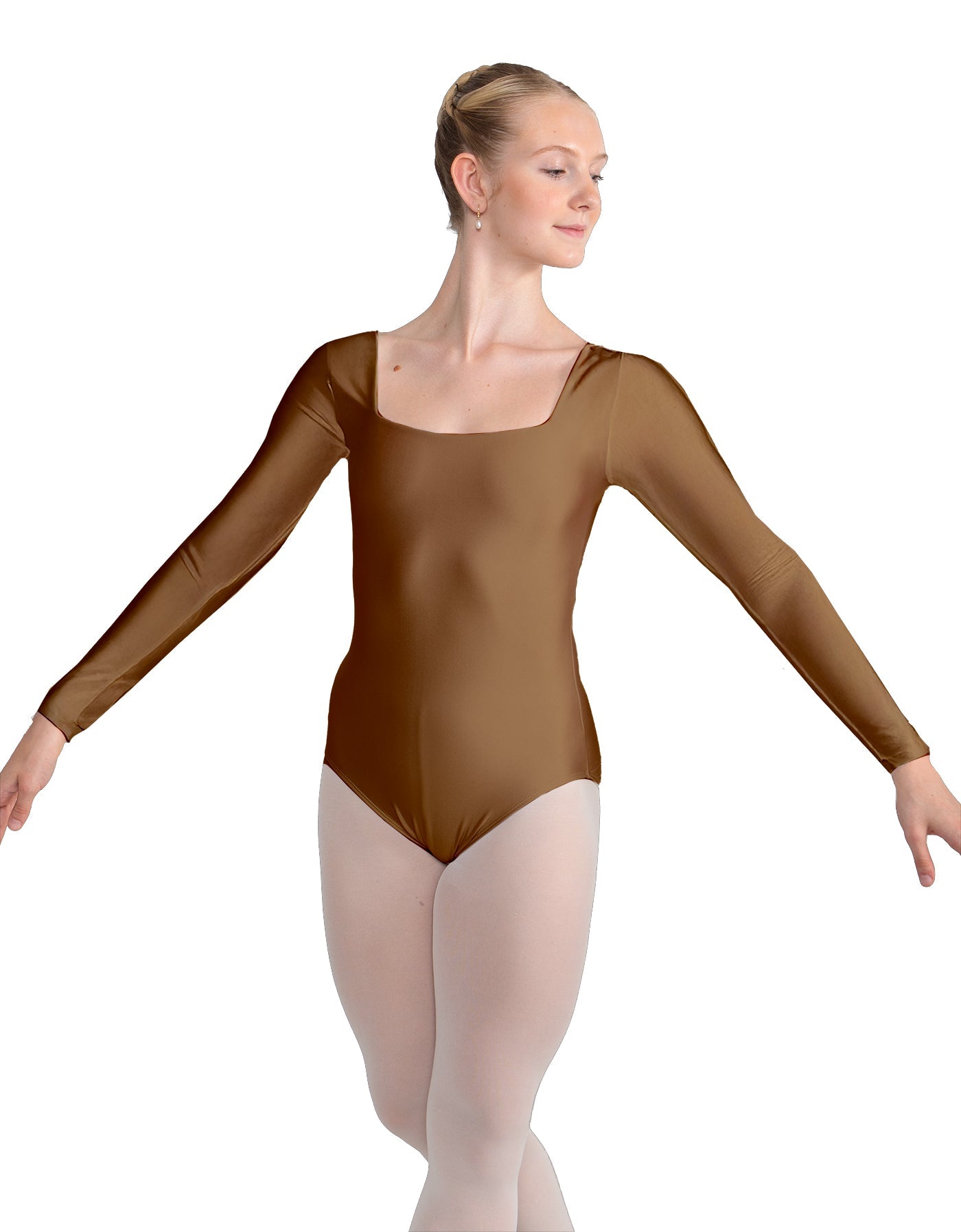 Solid Lycra LS Square Neck Leotard