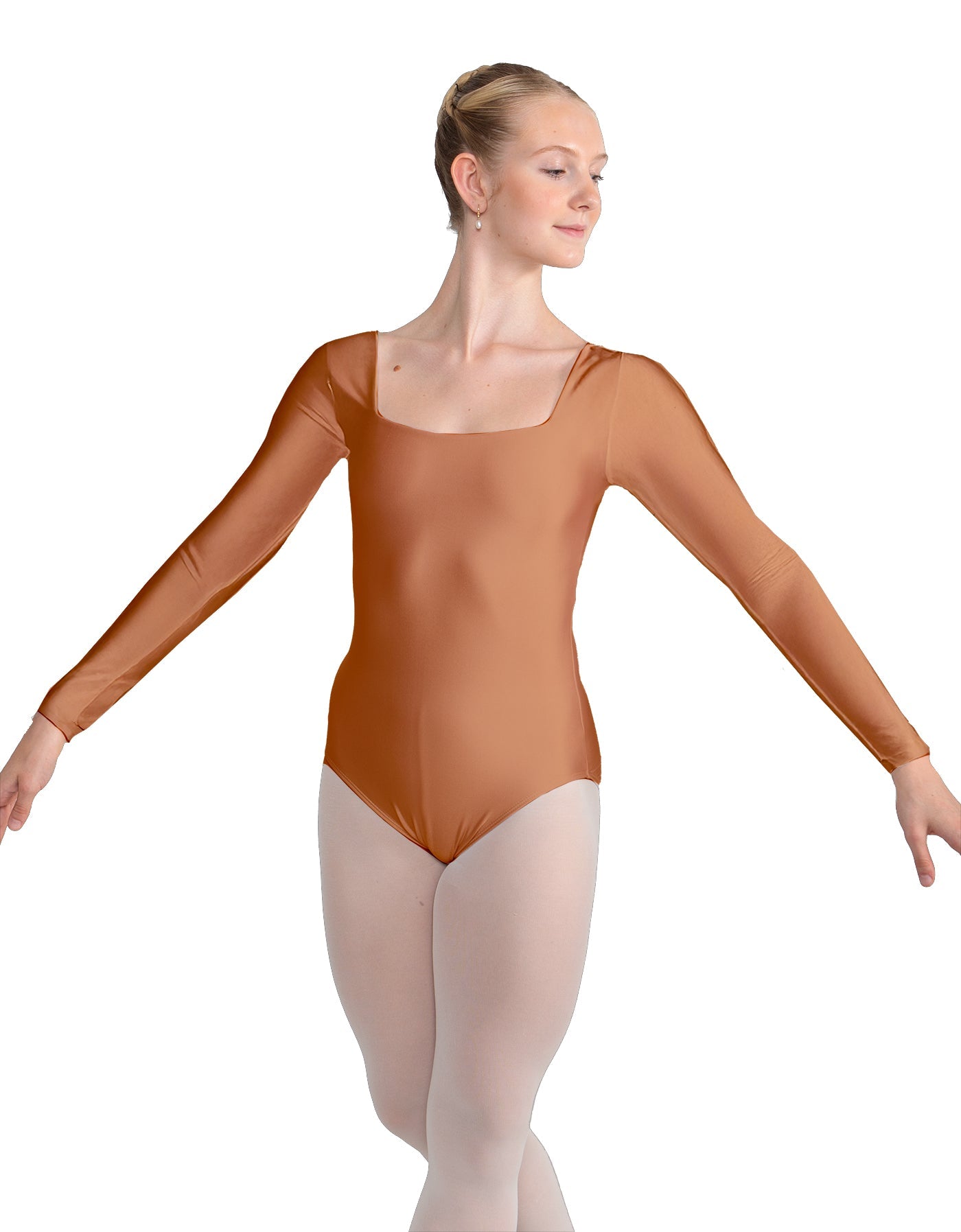 Solid Lycra LS Square Neck Leotard