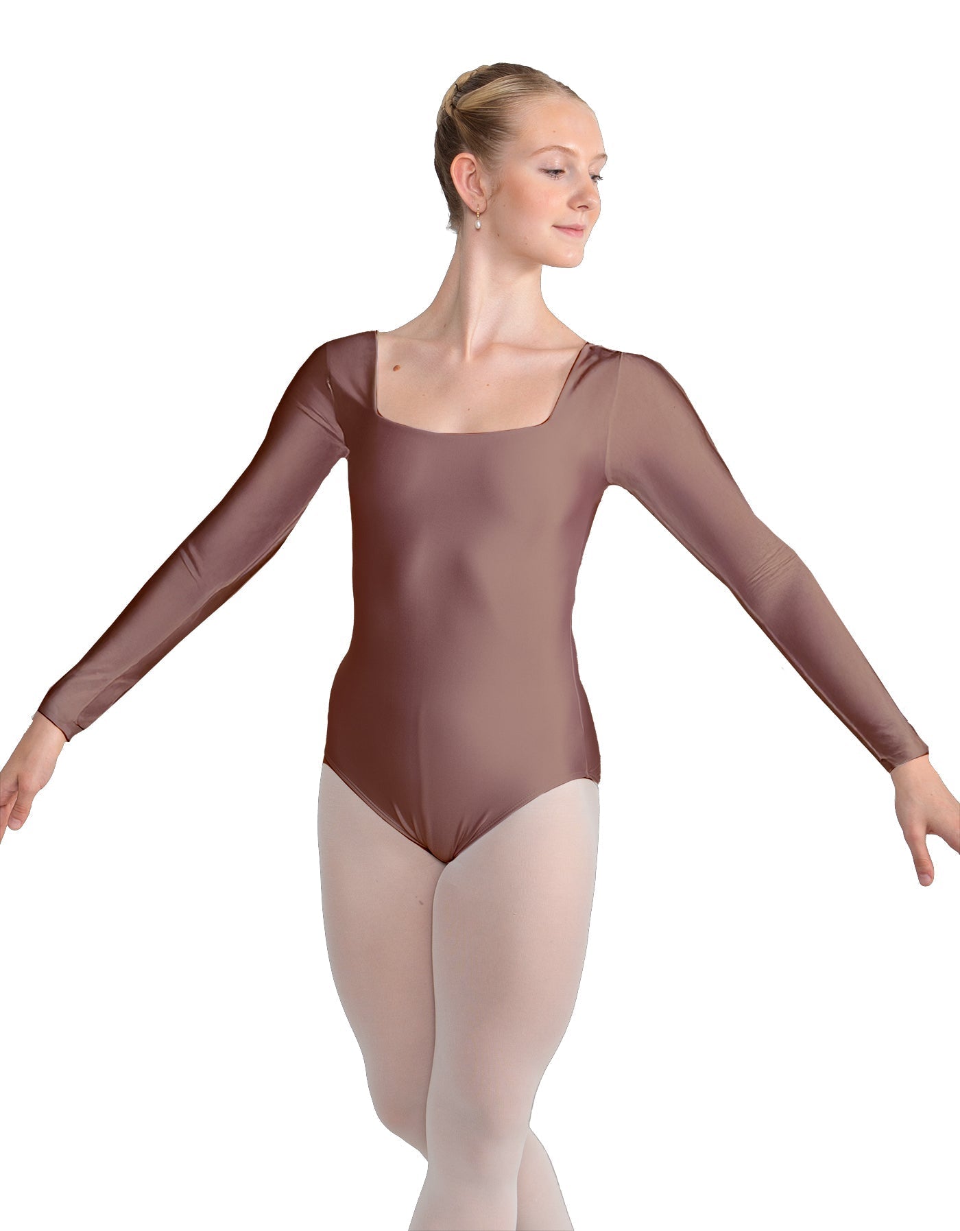 Solid Lycra LS Square Neck Leotard
