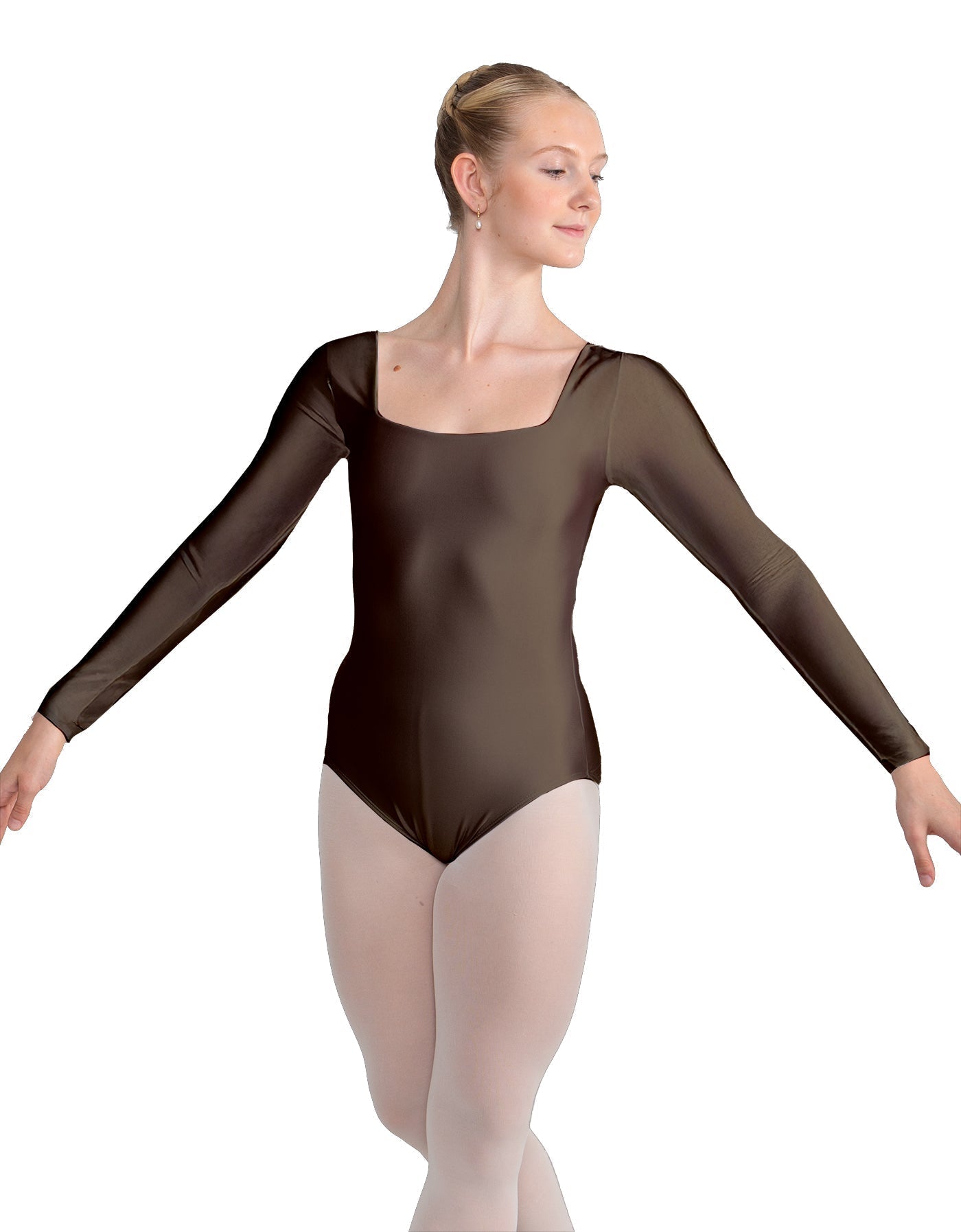 Solid Lycra LS Square Neck Leotard