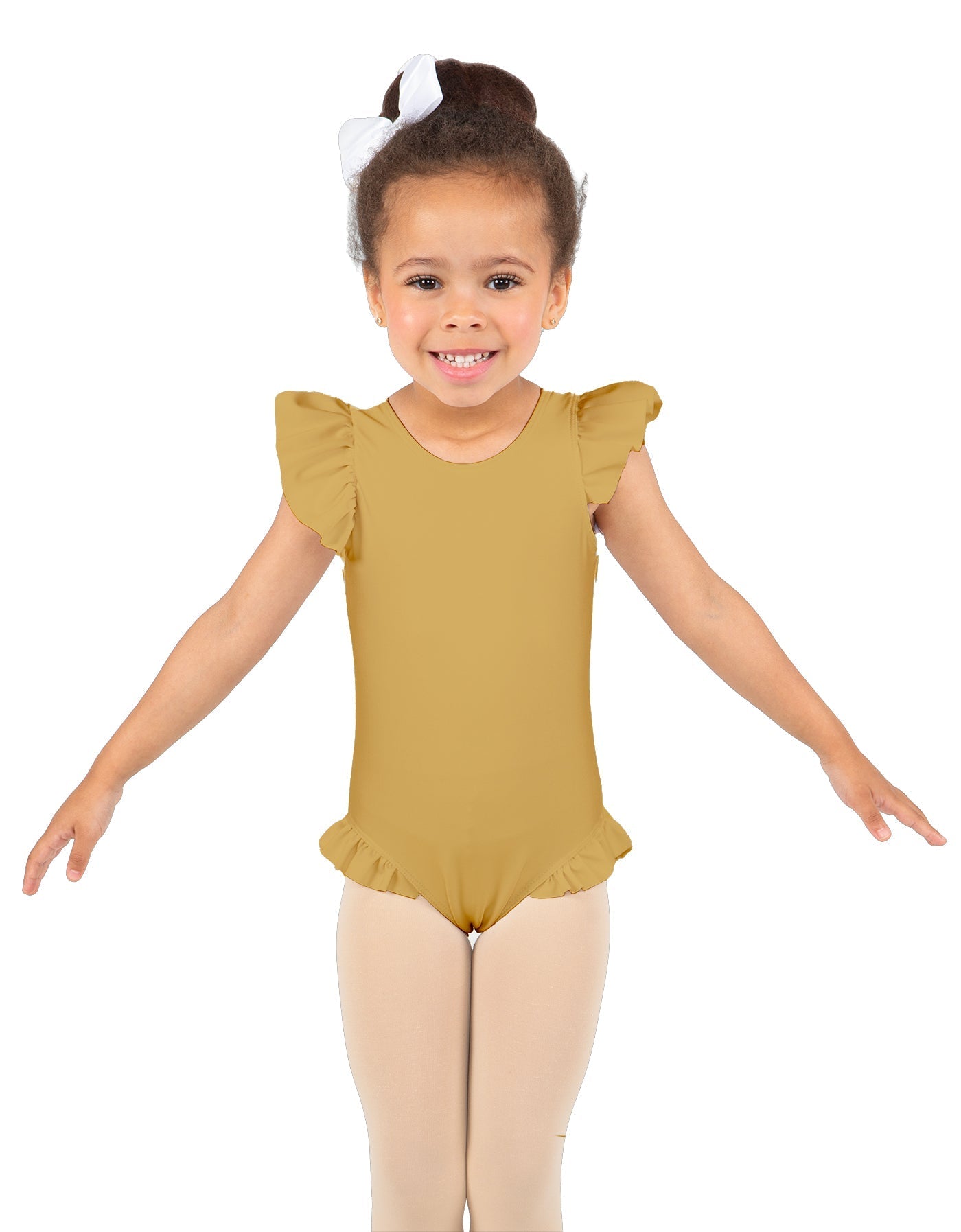 Solid Lycra Tank with Gather Sleeve and Legs Leotard