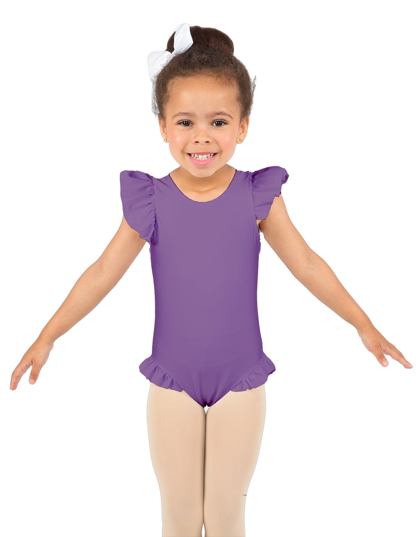 Solid Lycra Tank with Gather Sleeve and Legs Leotard