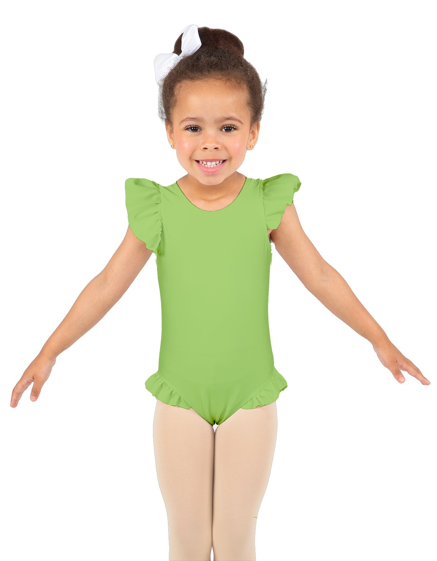 Solid Lycra Tank with Gather Sleeve and Legs Leotard