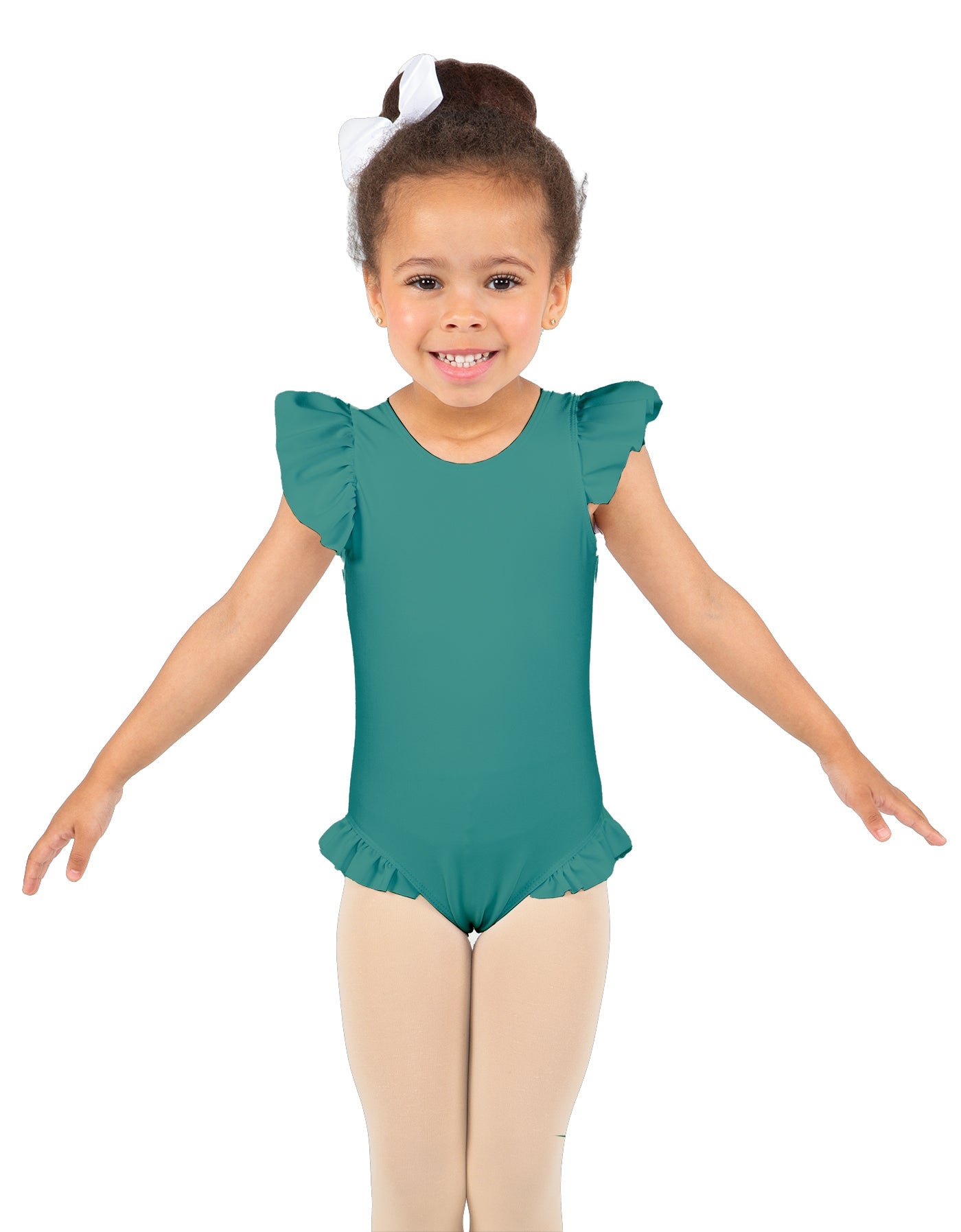 Solid Lycra Tank with Gather Sleeve and Legs Leotard