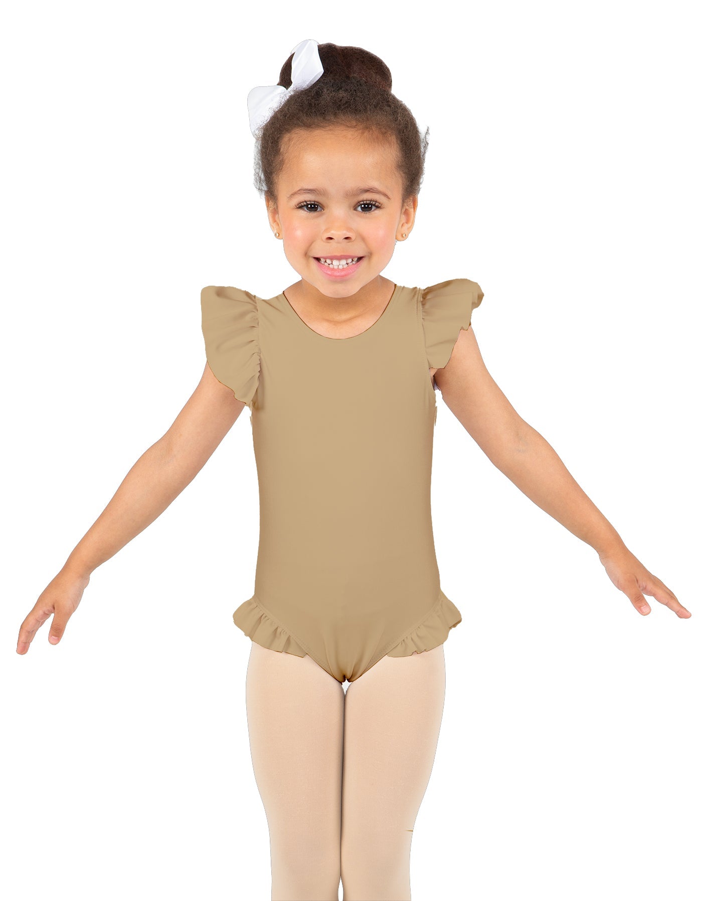 Solid Lycra Tank with Gather Sleeve and Legs Leotard