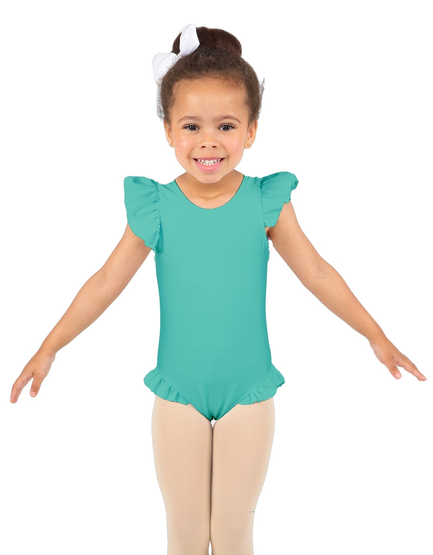 Solid Lycra Tank with Gather Sleeve and Legs Leotard