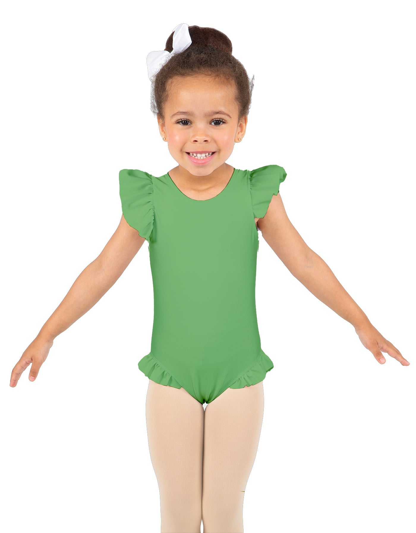 Solid Lycra Tank with Gather Sleeve and Legs Leotard