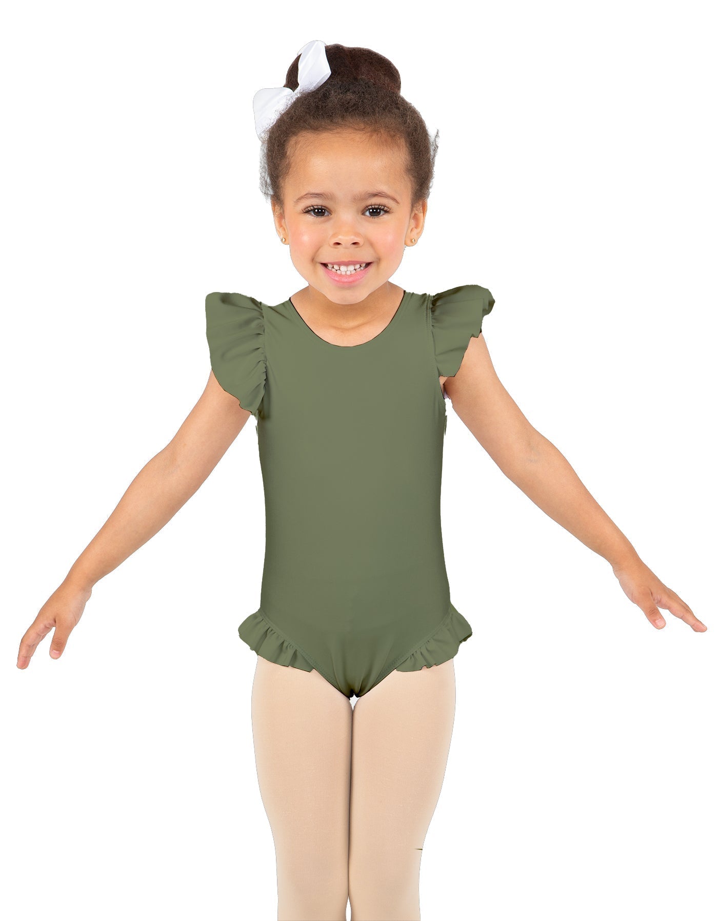 Solid Lycra Tank with Gather Sleeve and Legs Leotard