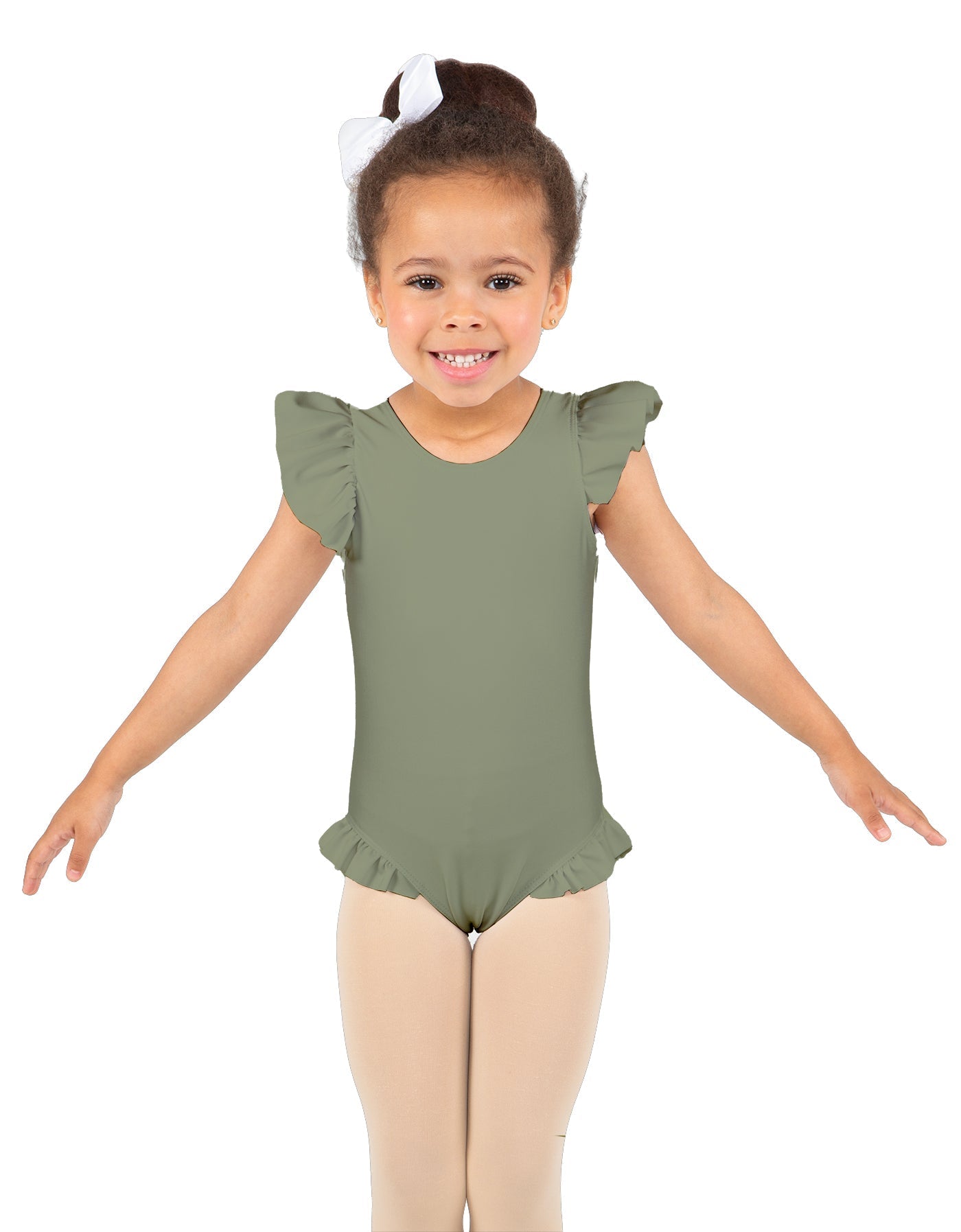 Solid Lycra Tank with Gather Sleeve and Legs Leotard