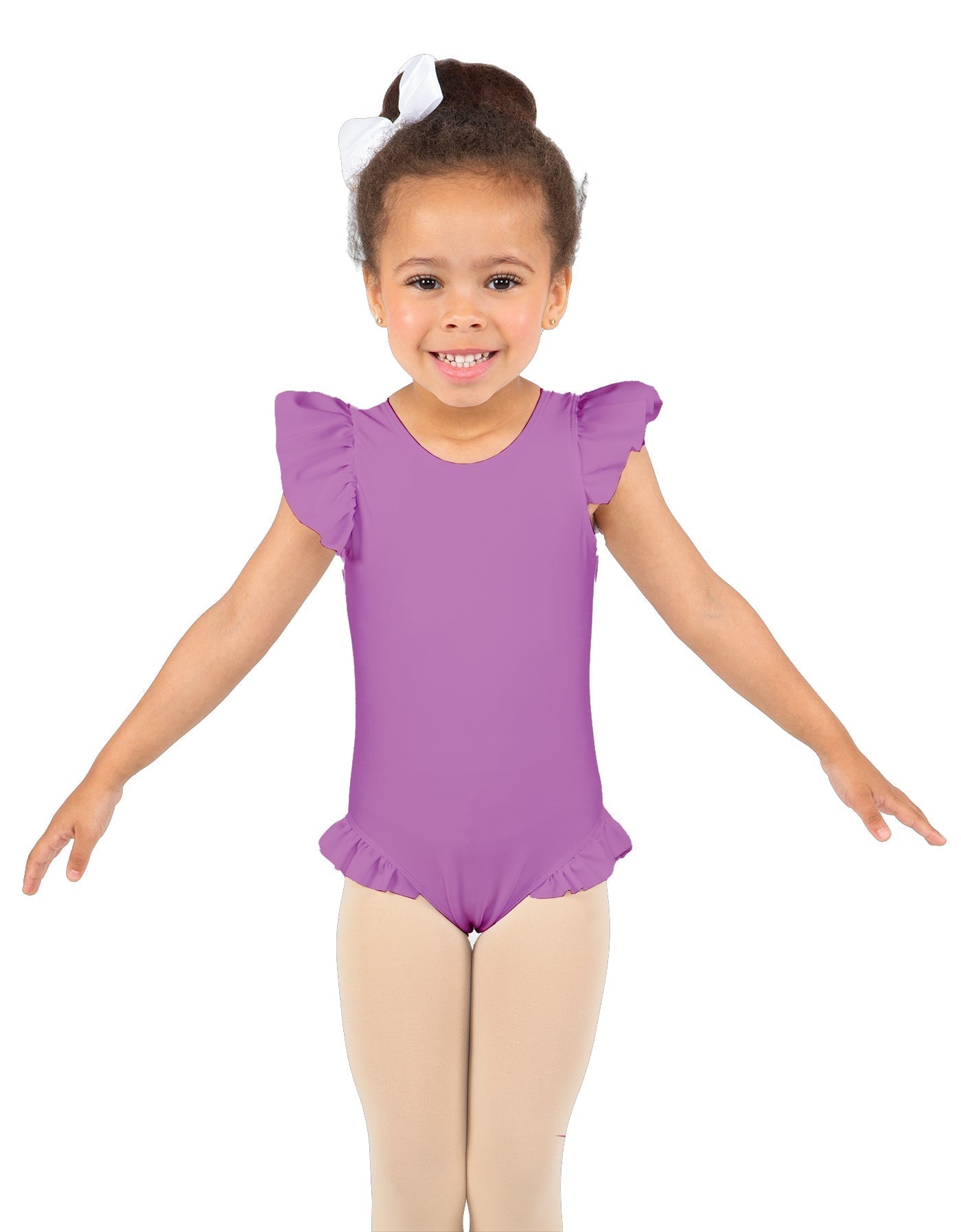 Solid Lycra Tank with Gather Sleeve and Legs Leotard