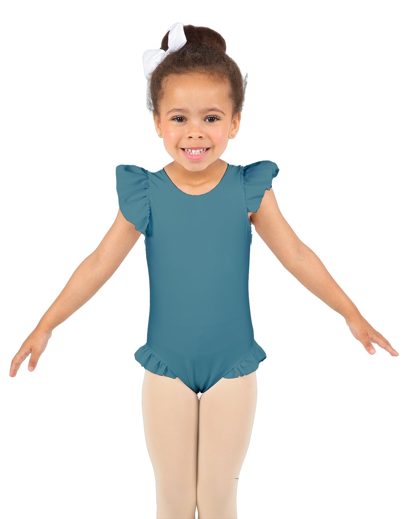 Solid Lycra Tank with Gather Sleeve and Legs Leotard