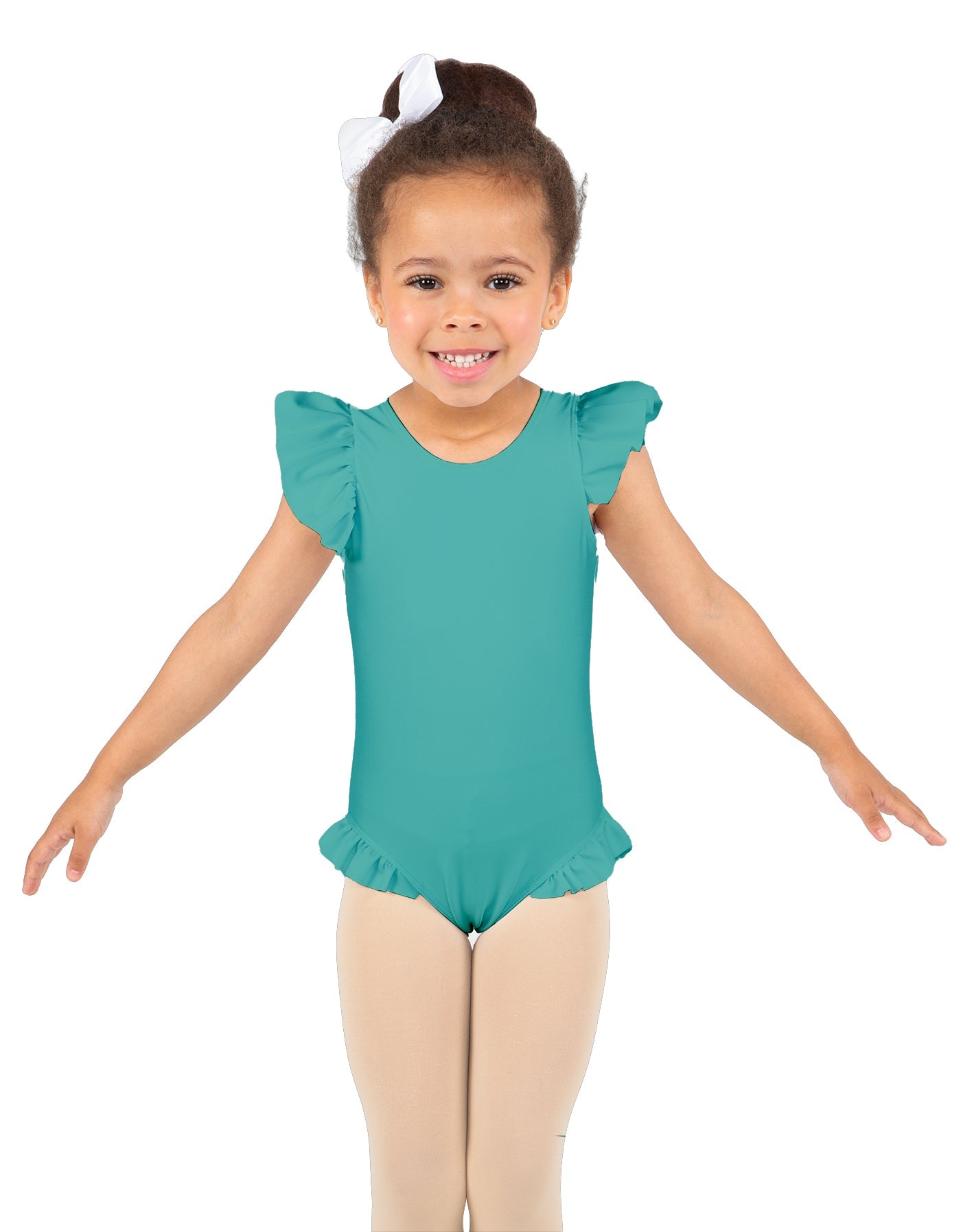 Solid Lycra Tank with Gather Sleeve and Legs Leotard