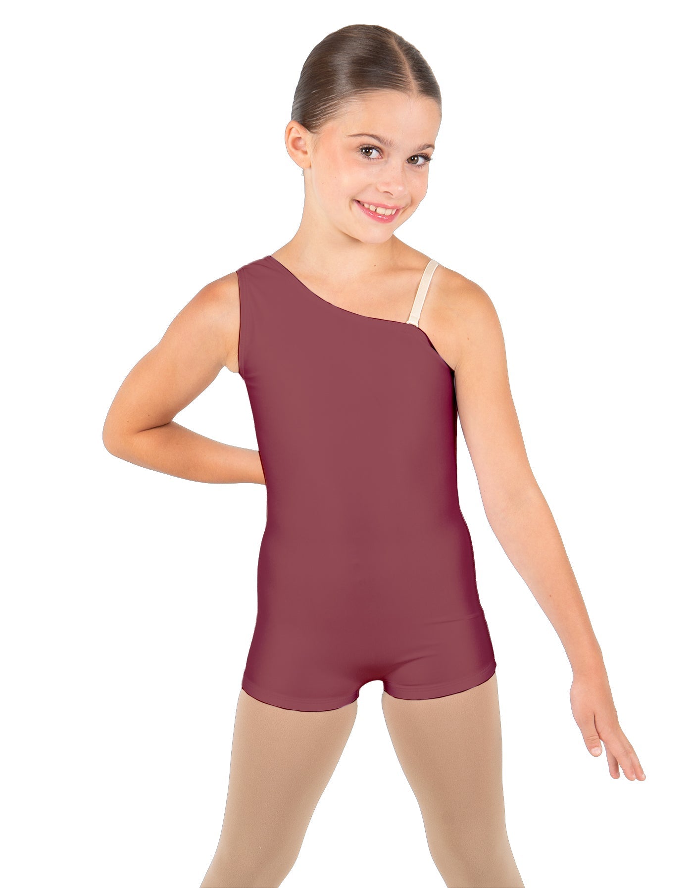 Solid Lycra One Shoulder Biketard