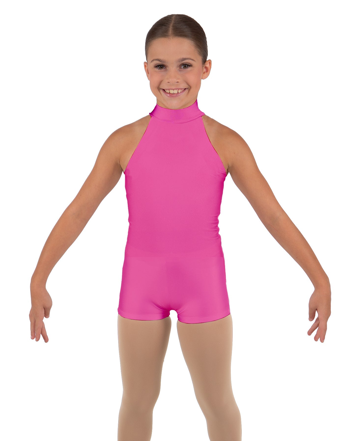 Solid Lycra Halter Collar Biketard
