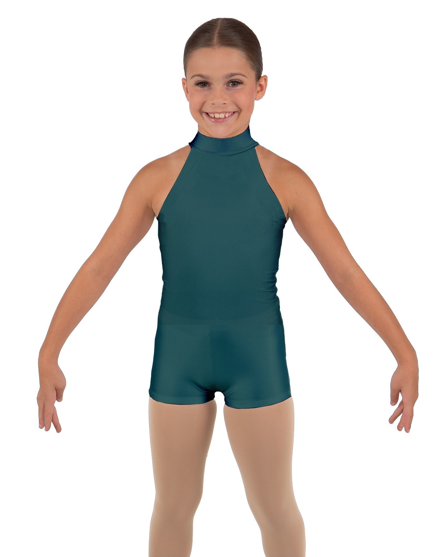 Solid Lycra Halter Collar Biketard