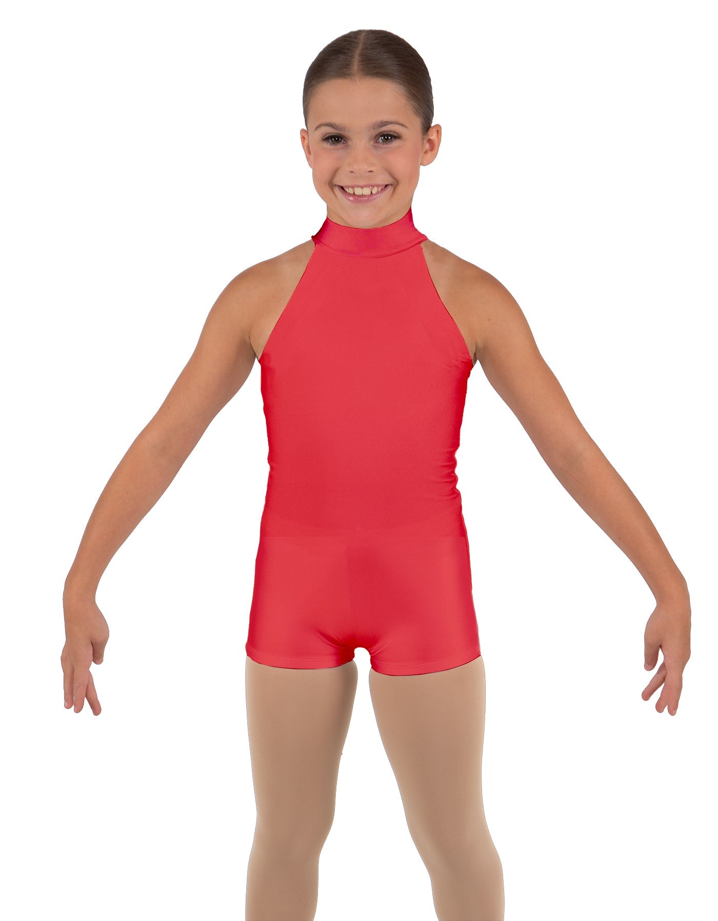 Solid Lycra Halter Collar Biketard