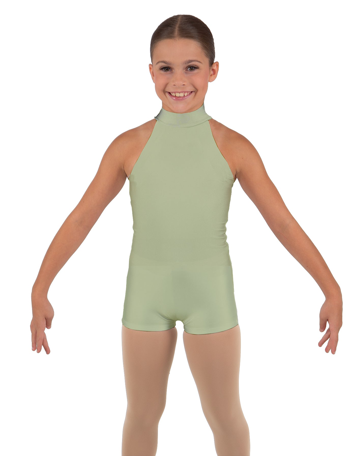Solid Lycra Halter Collar Biketard