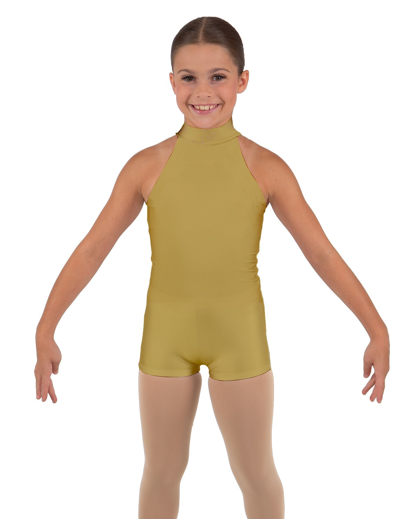 Solid Lycra Halter Collar Biketard