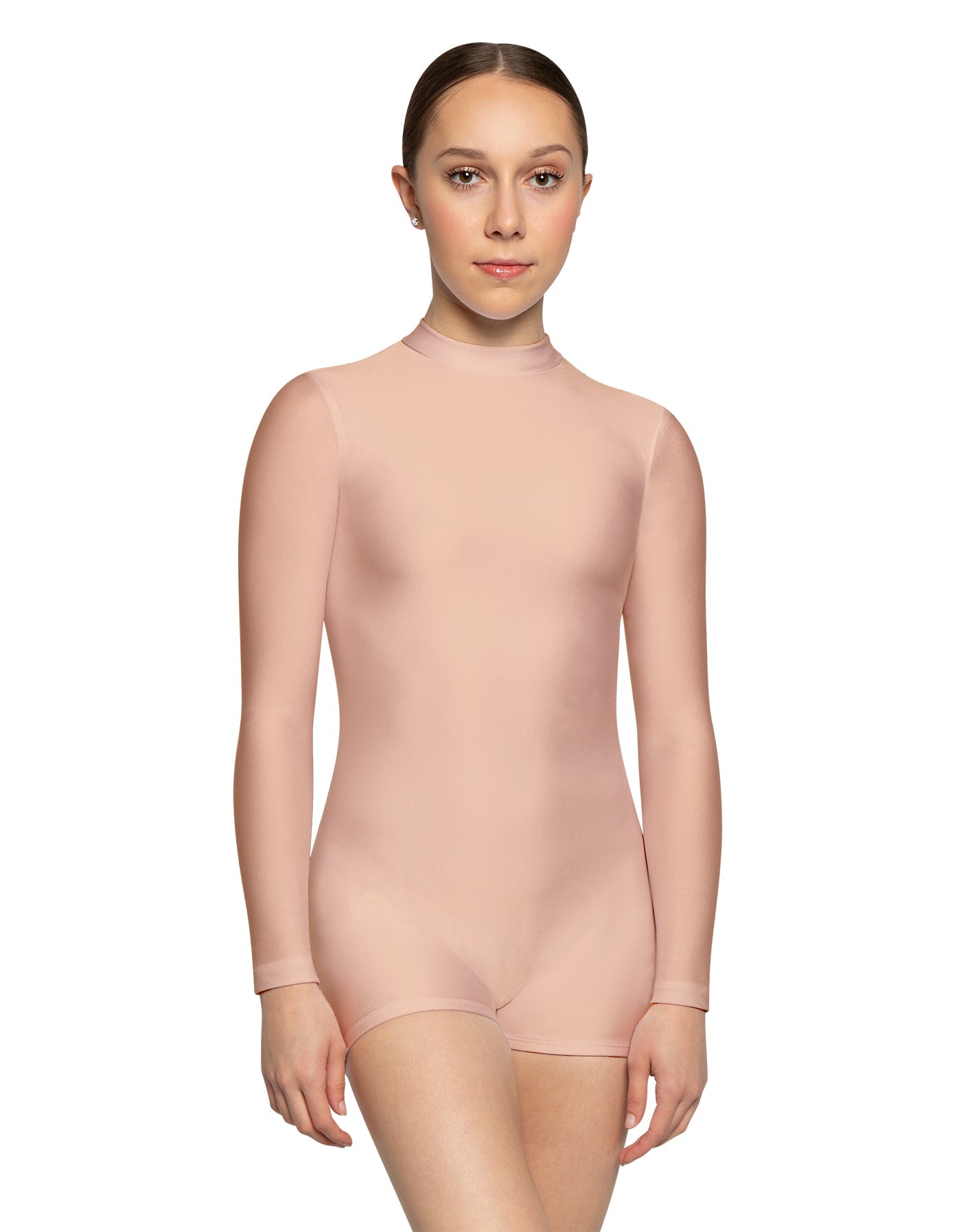 Solid Lycra Tneck LS Open Back Biketard