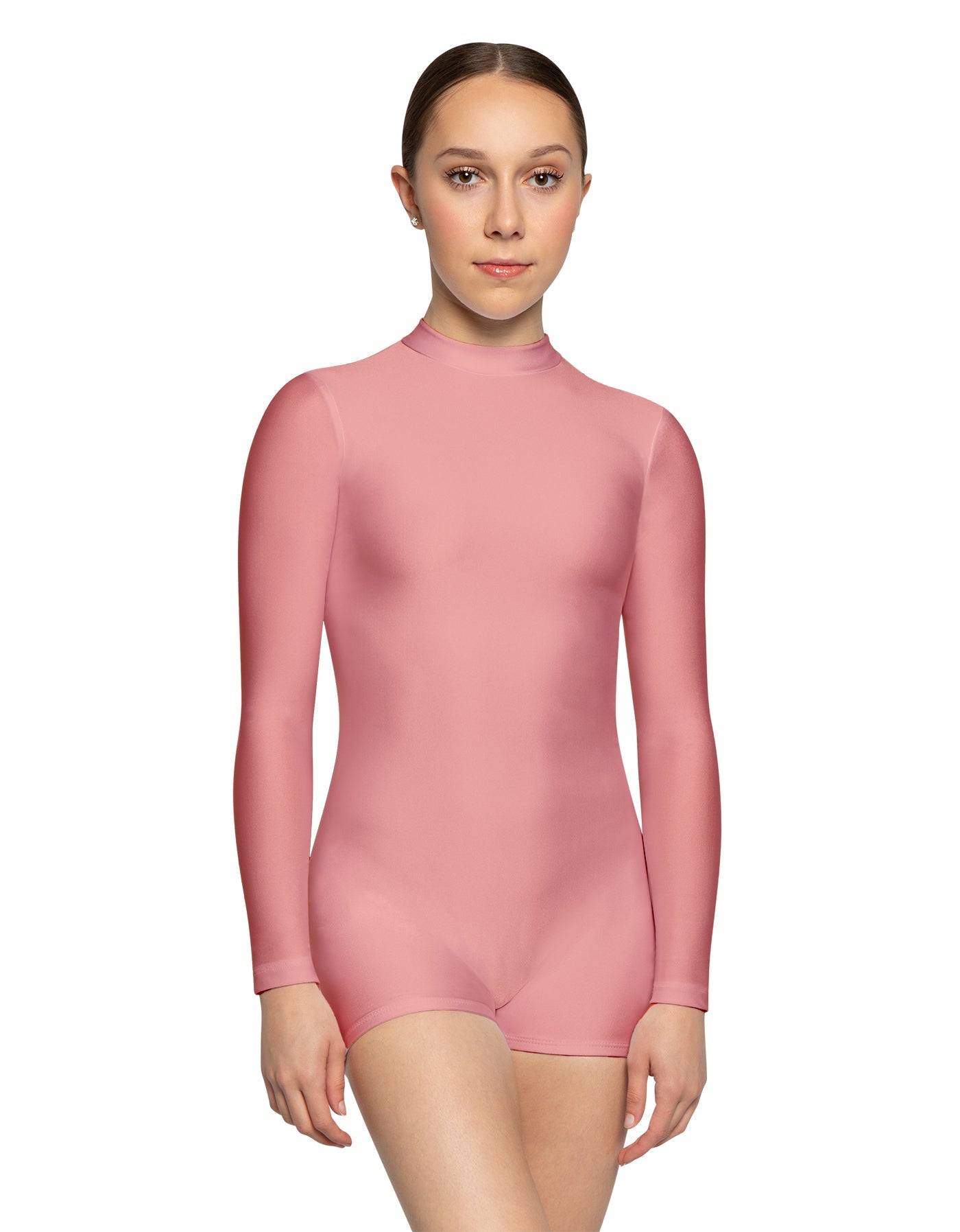 Solid Lycra Tneck LS Open Back Biketard