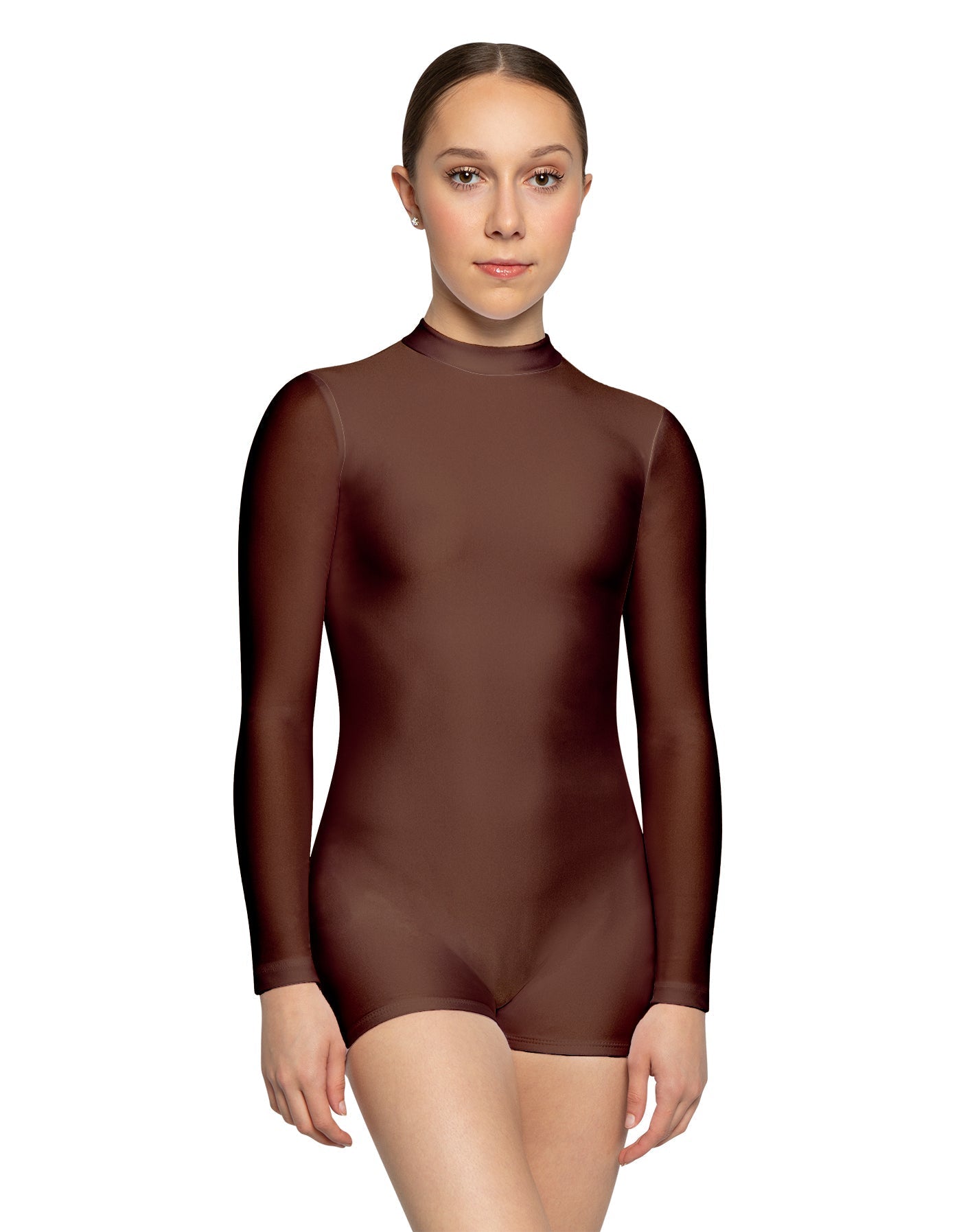 Solid Lycra Tneck LS Open Back Biketard