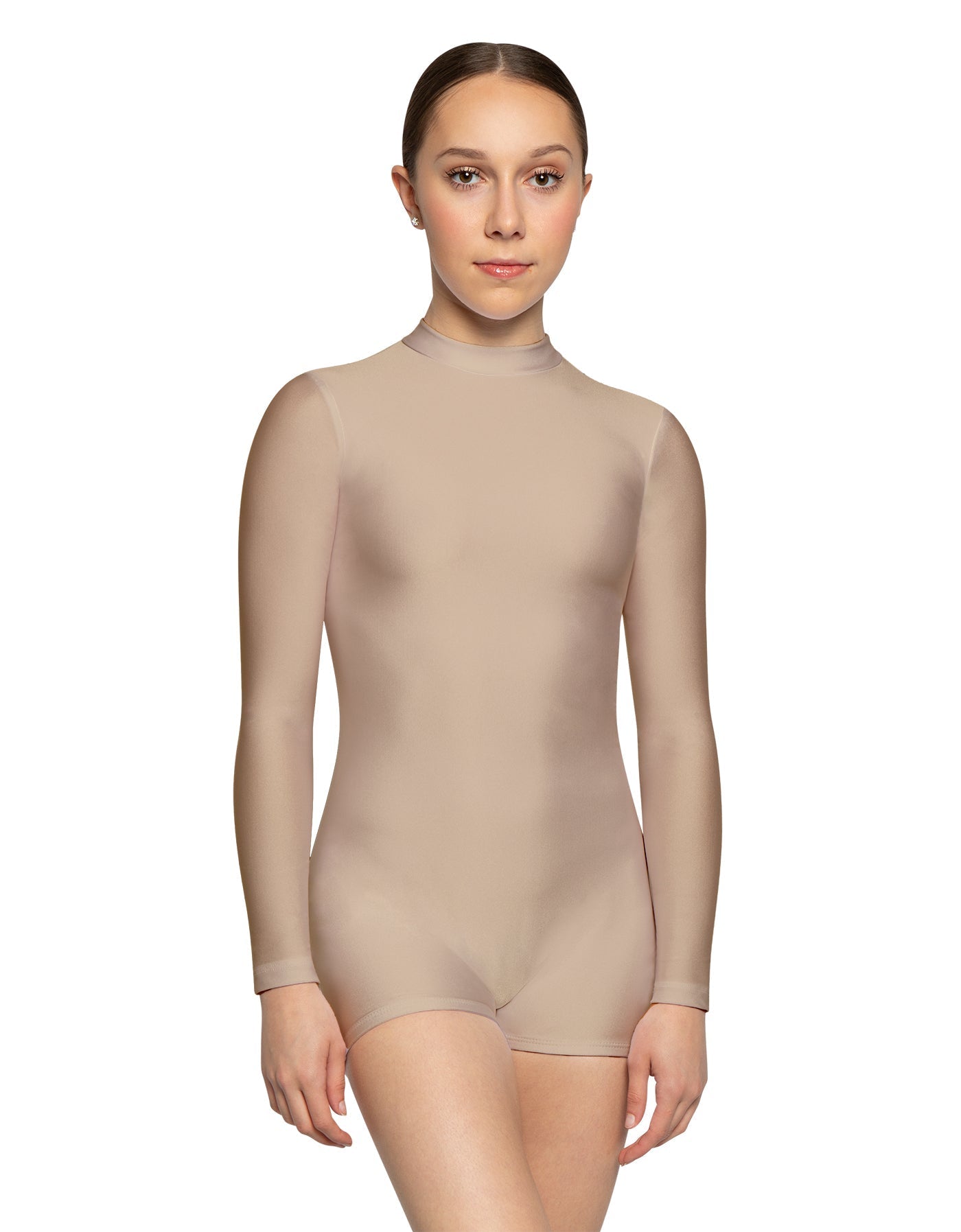Solid Lycra Tneck LS Open Back Biketard