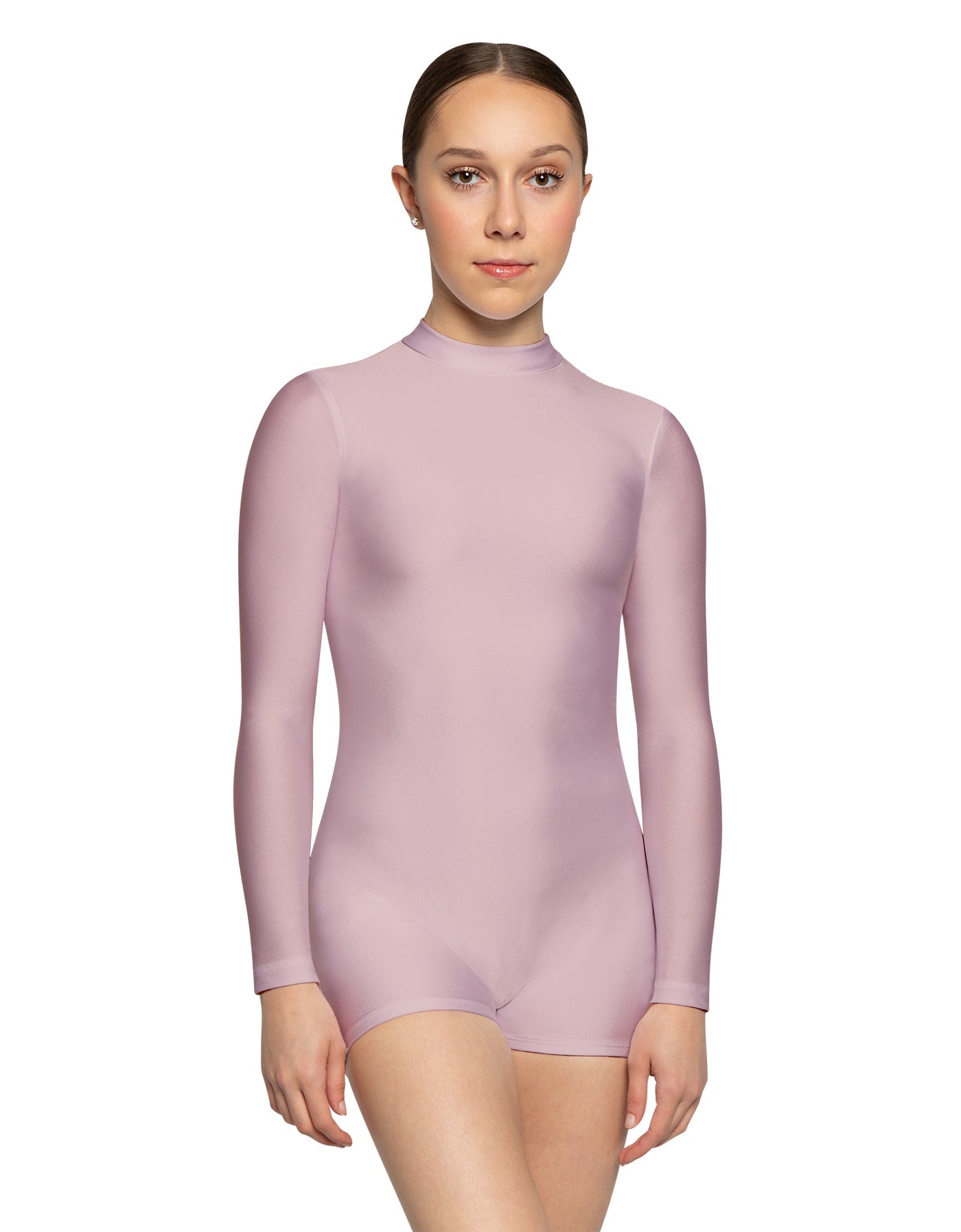 Solid Lycra Tneck LS Open Back Biketard
