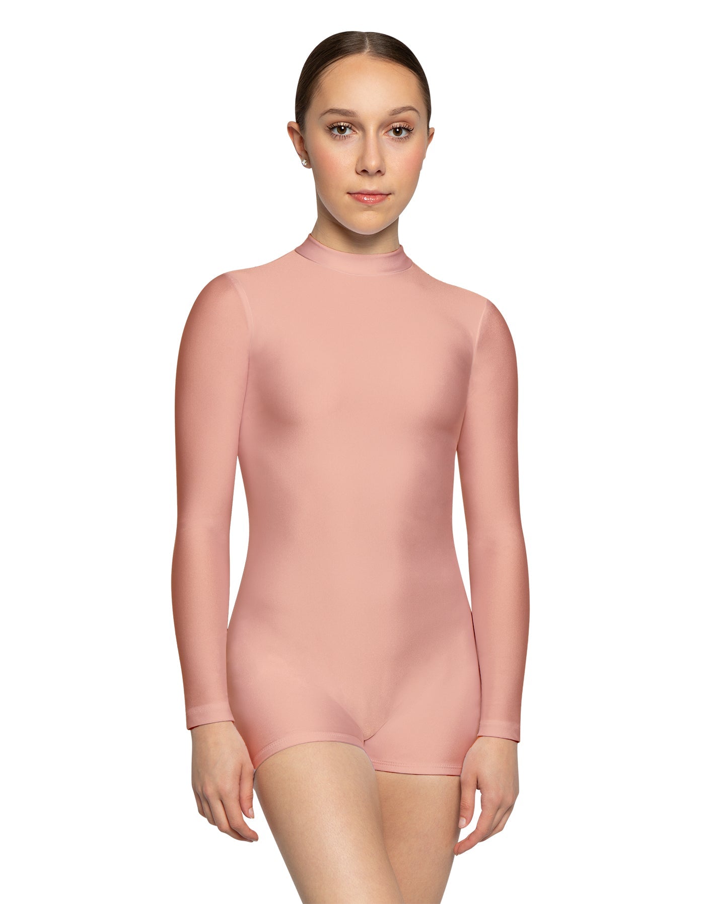 Solid Lycra Tneck LS Open Back Biketard