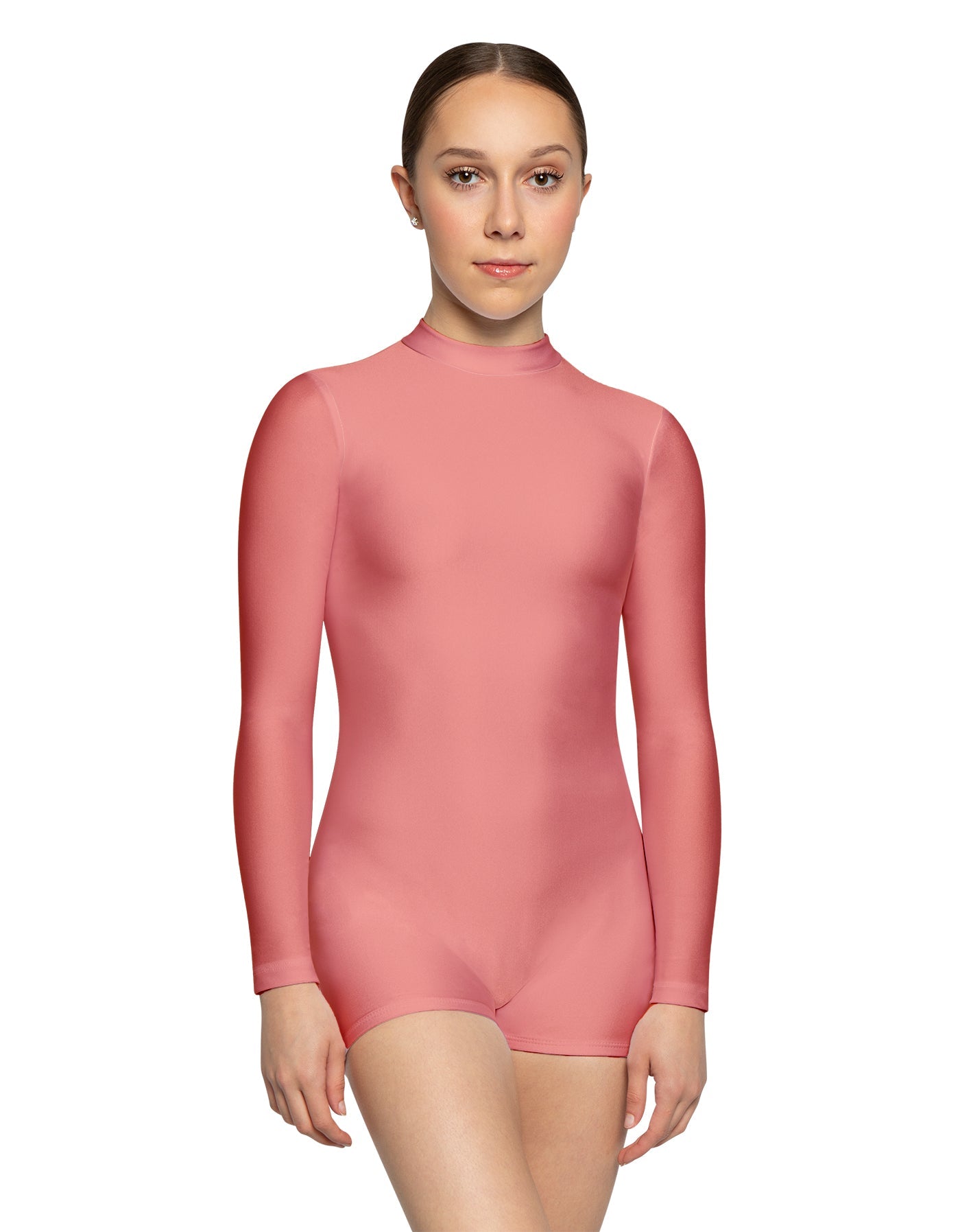 Solid Lycra Tneck LS Open Back Biketard