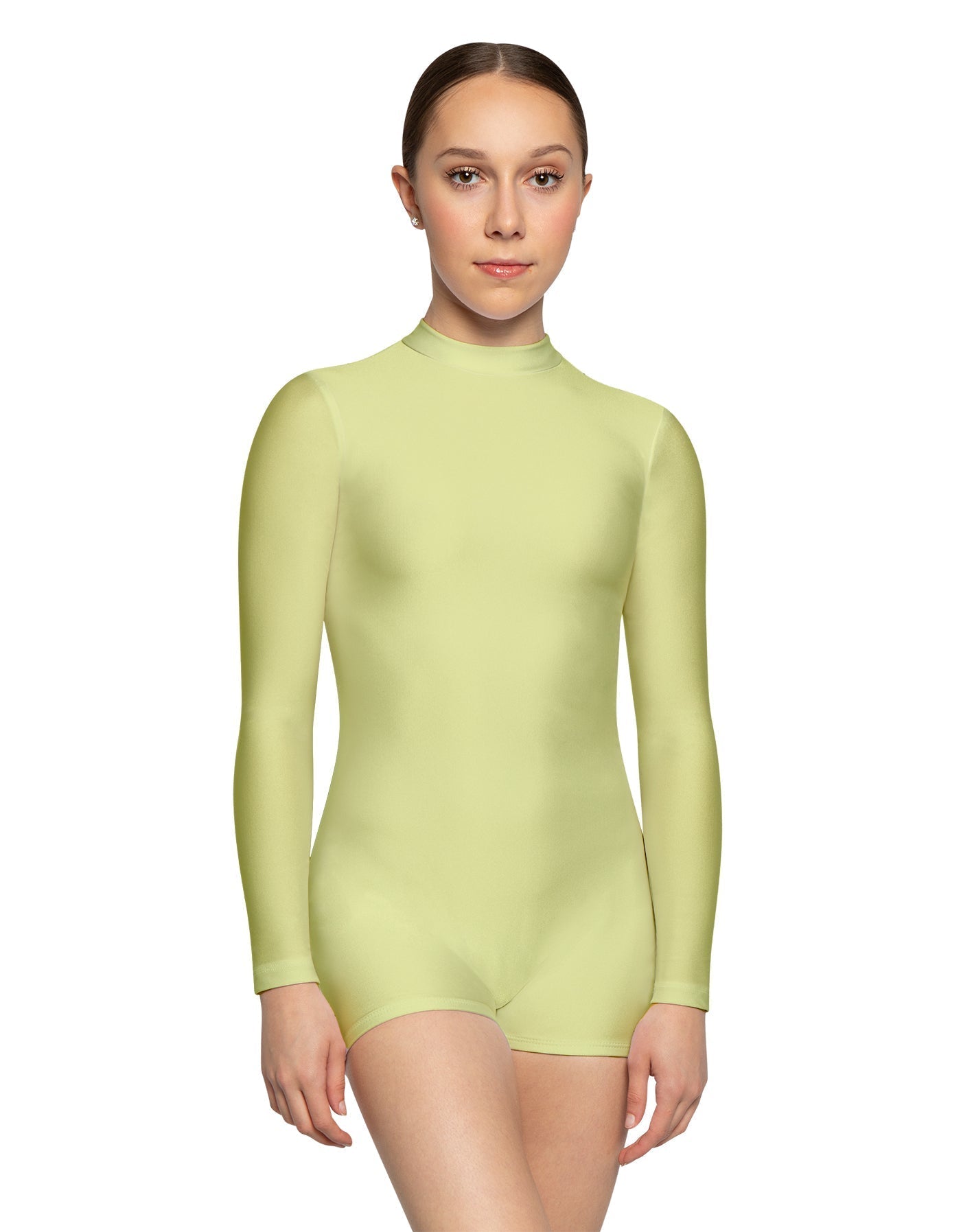 Solid Lycra Tneck LS Open Back Biketard