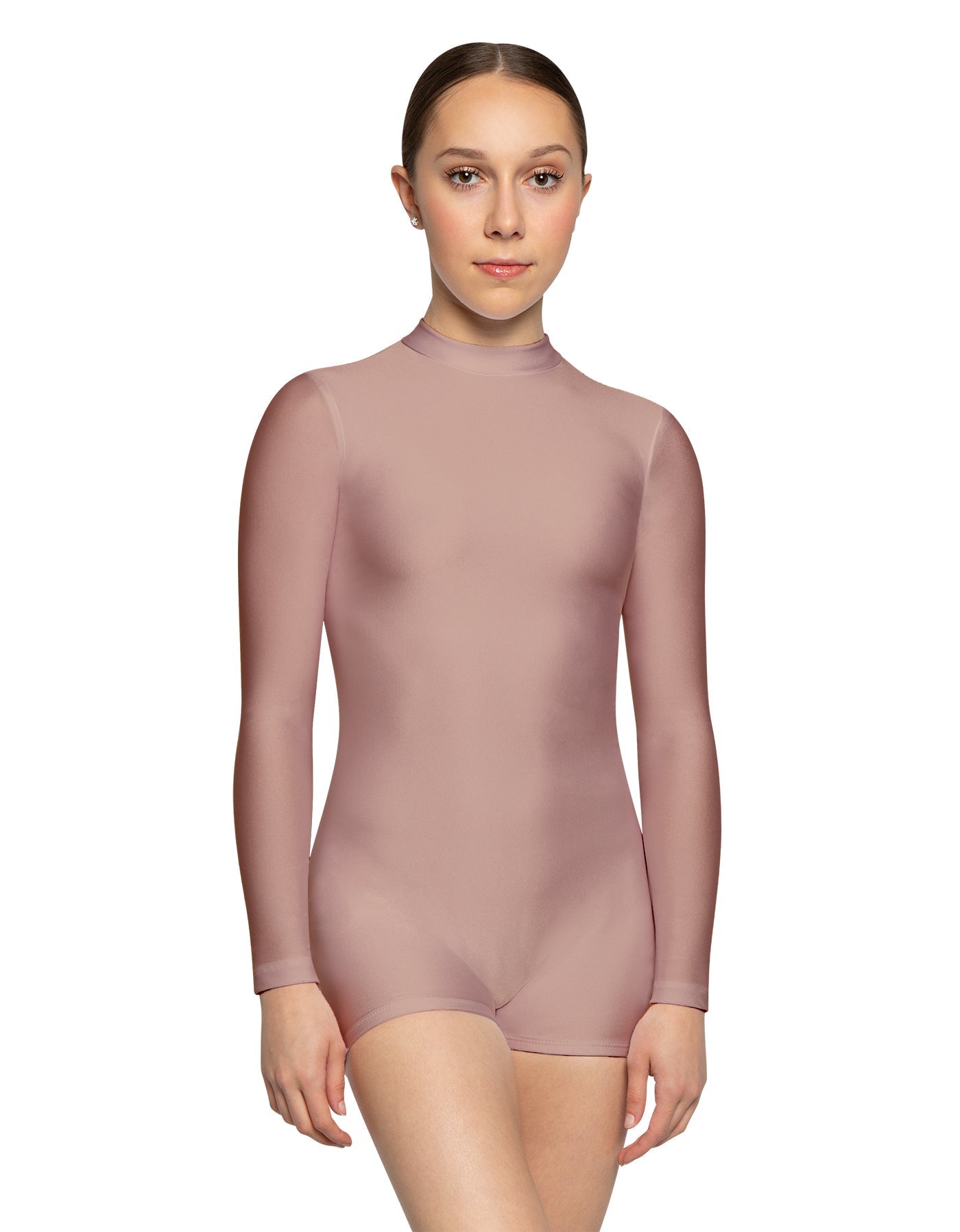 Solid Lycra Tneck LS Open Back Biketard