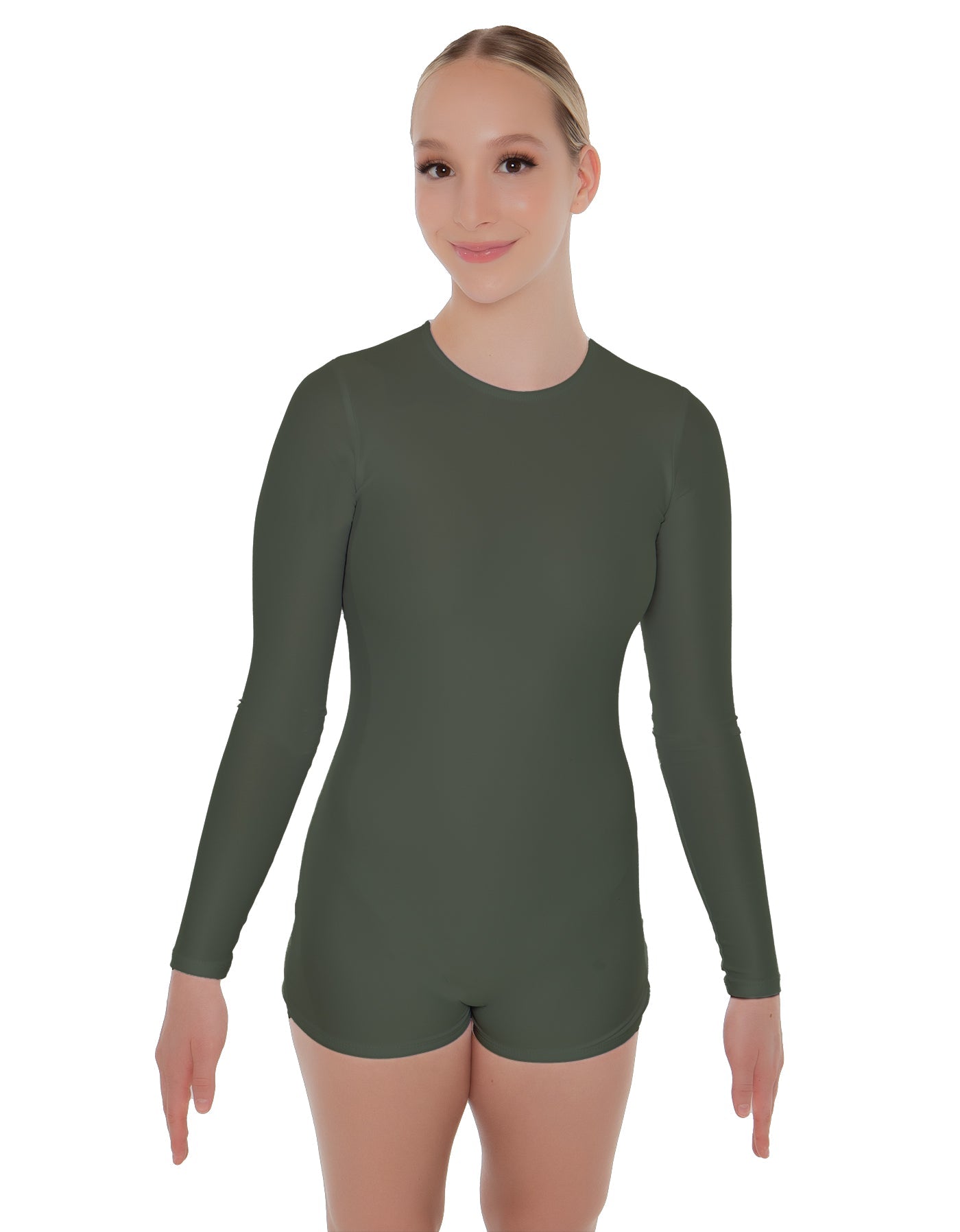 Solid Lycra LS Open Back Biketard