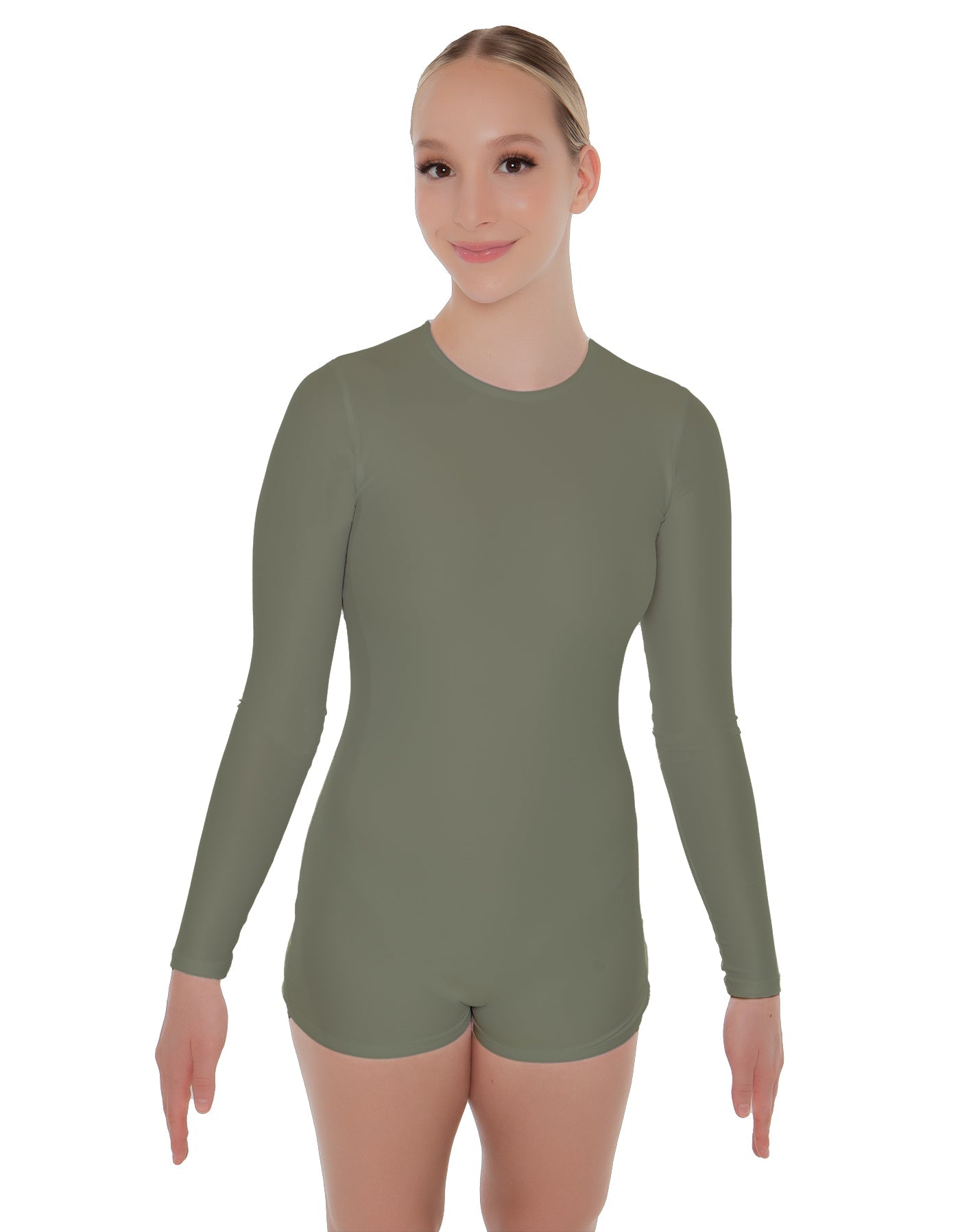 Solid Lycra LS Open Back Biketard
