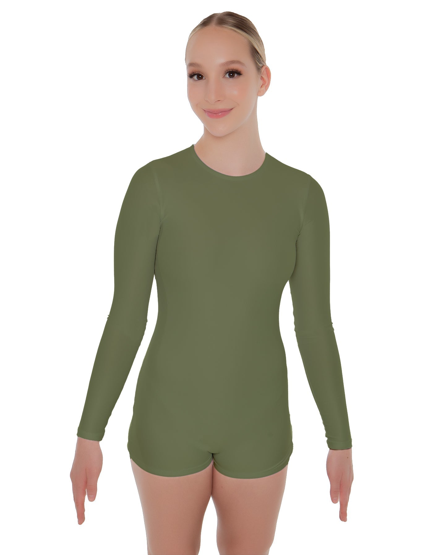 Solid Lycra LS Open Back Biketard