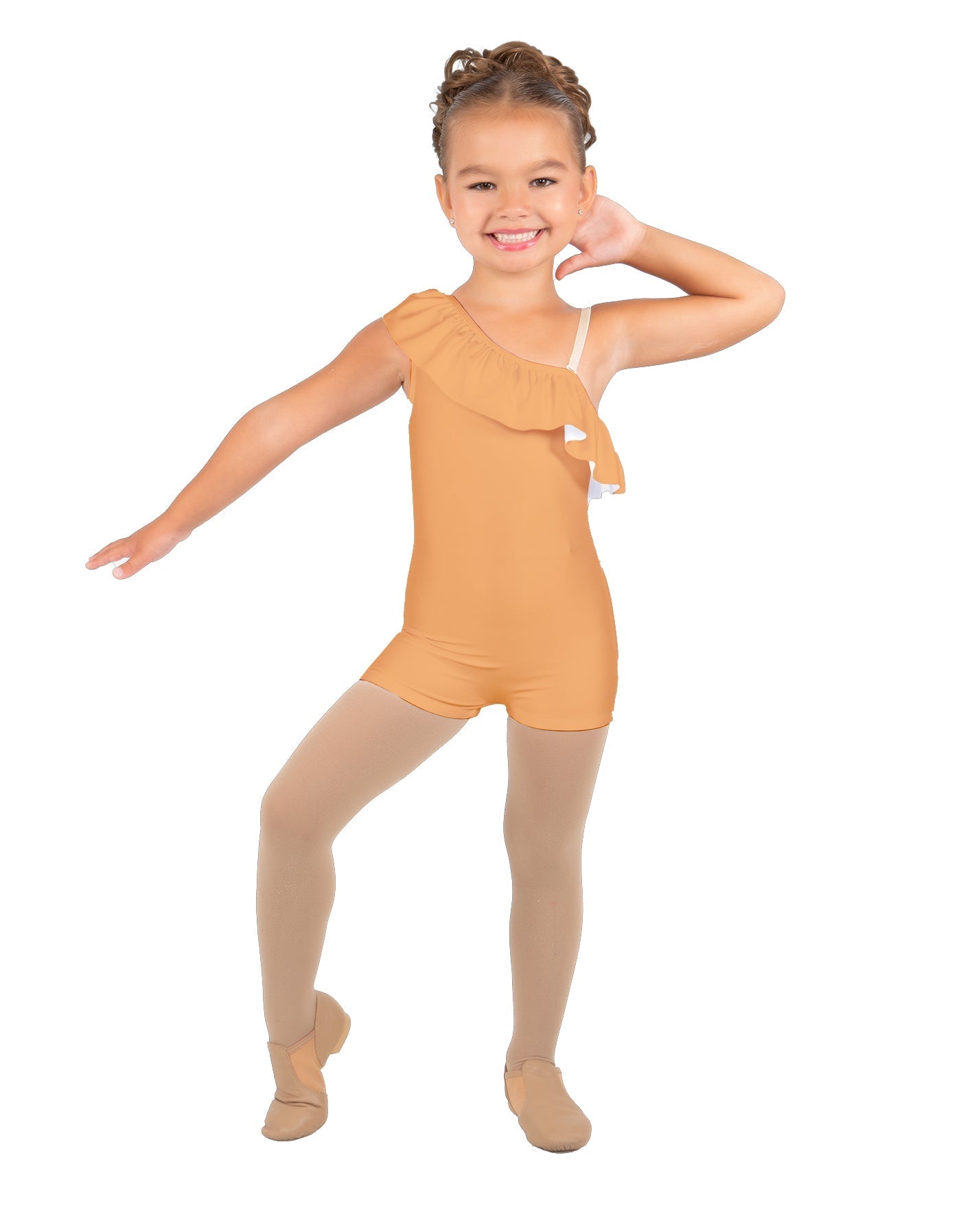 Solid Lycra One Shoulder w Ruffle Biketard