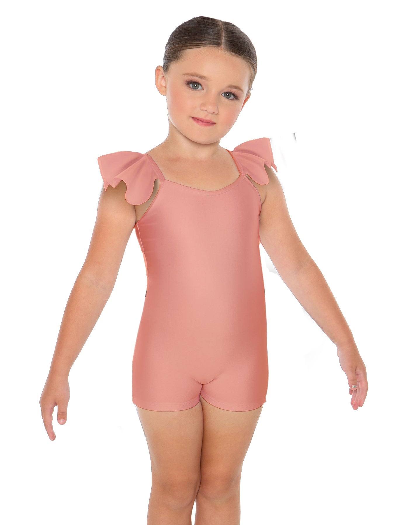 Solid Lycra Camisole Flutter Sleeve Biketard