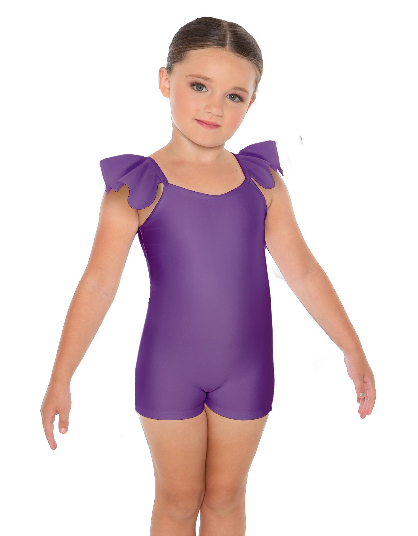 Solid Lycra Camisole Flutter Sleeve Biketard