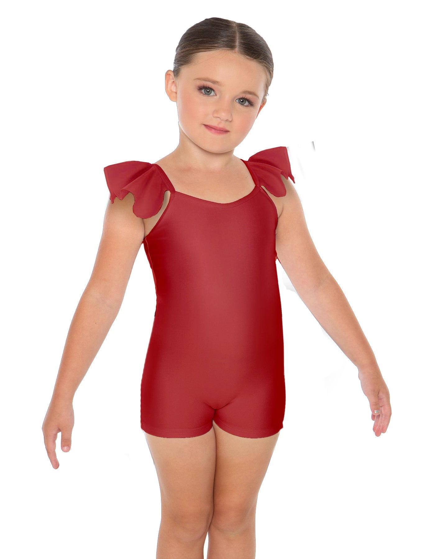 Solid Lycra Camisole Flutter Sleeve Biketard