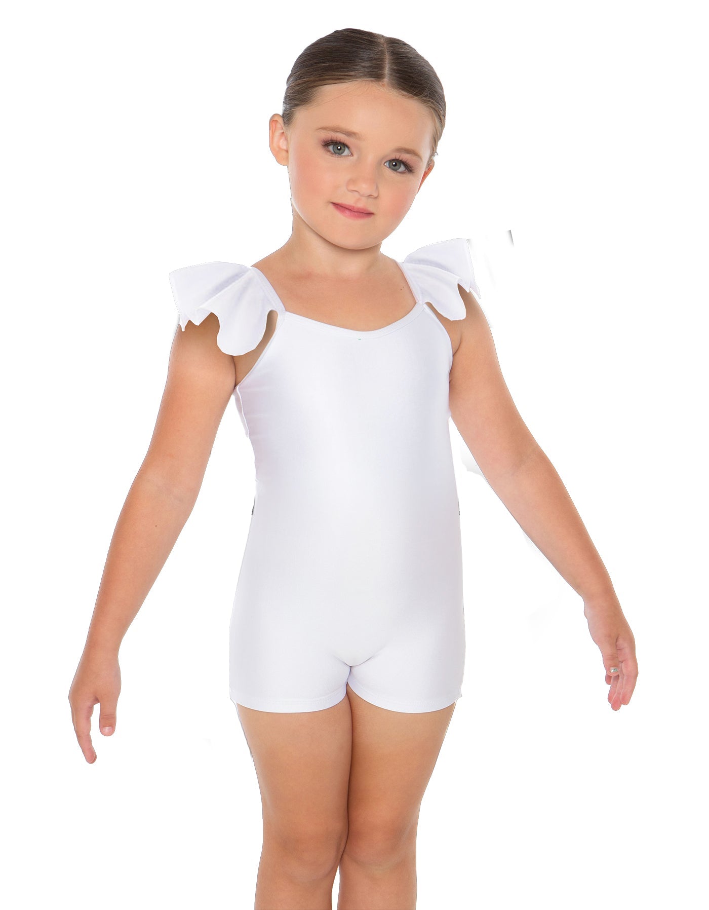Solid Lycra Camisole Flutter Sleeve Biketard