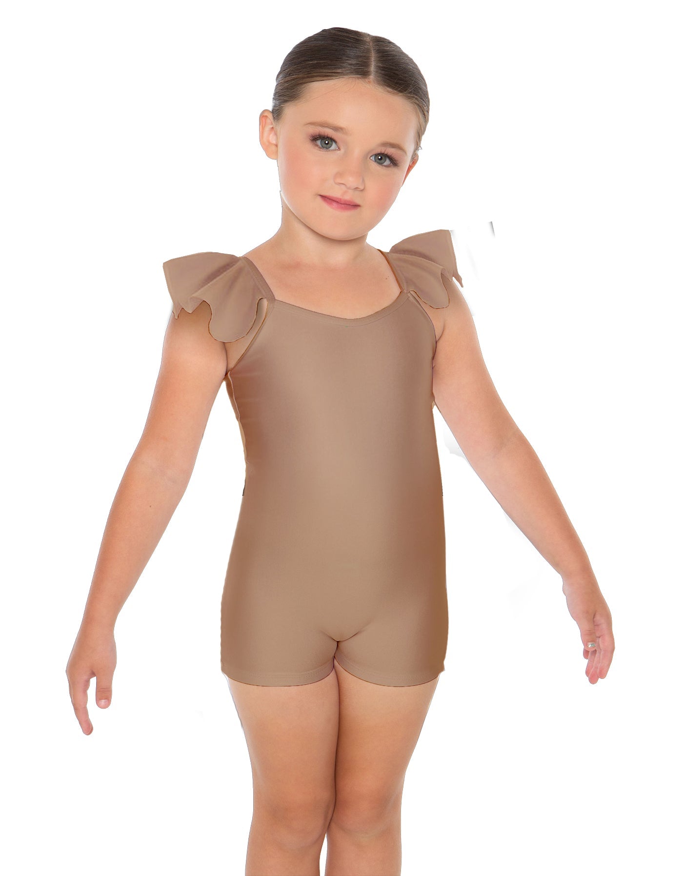Solid Lycra Camisole Flutter Sleeve Biketard