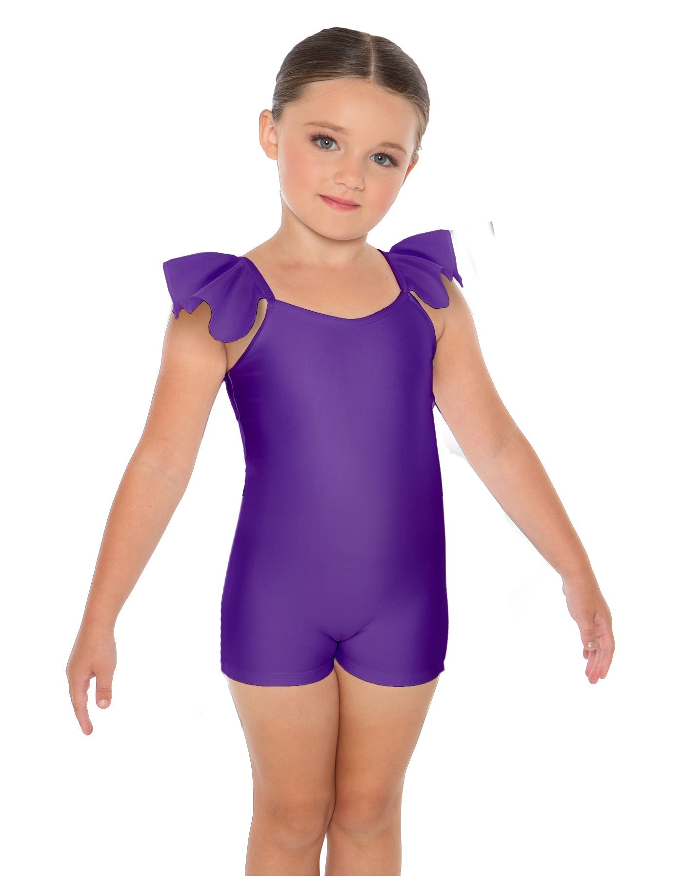 Solid Lycra Camisole Flutter Sleeve Biketard