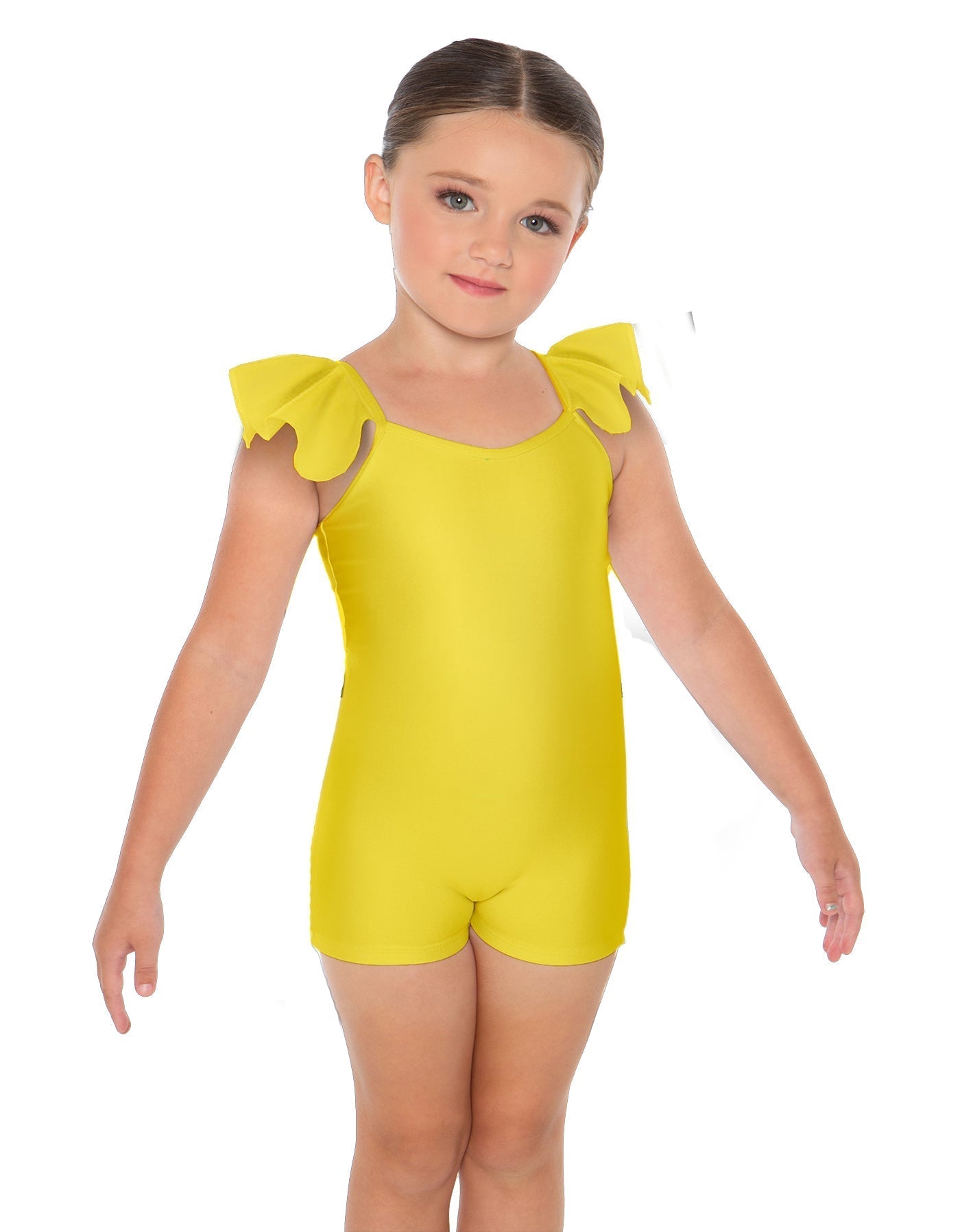 Solid Lycra Camisole Flutter Sleeve Biketard