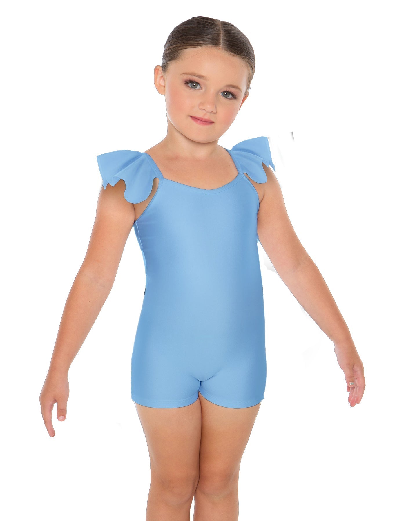 Solid Lycra Camisole Flutter Sleeve Biketard