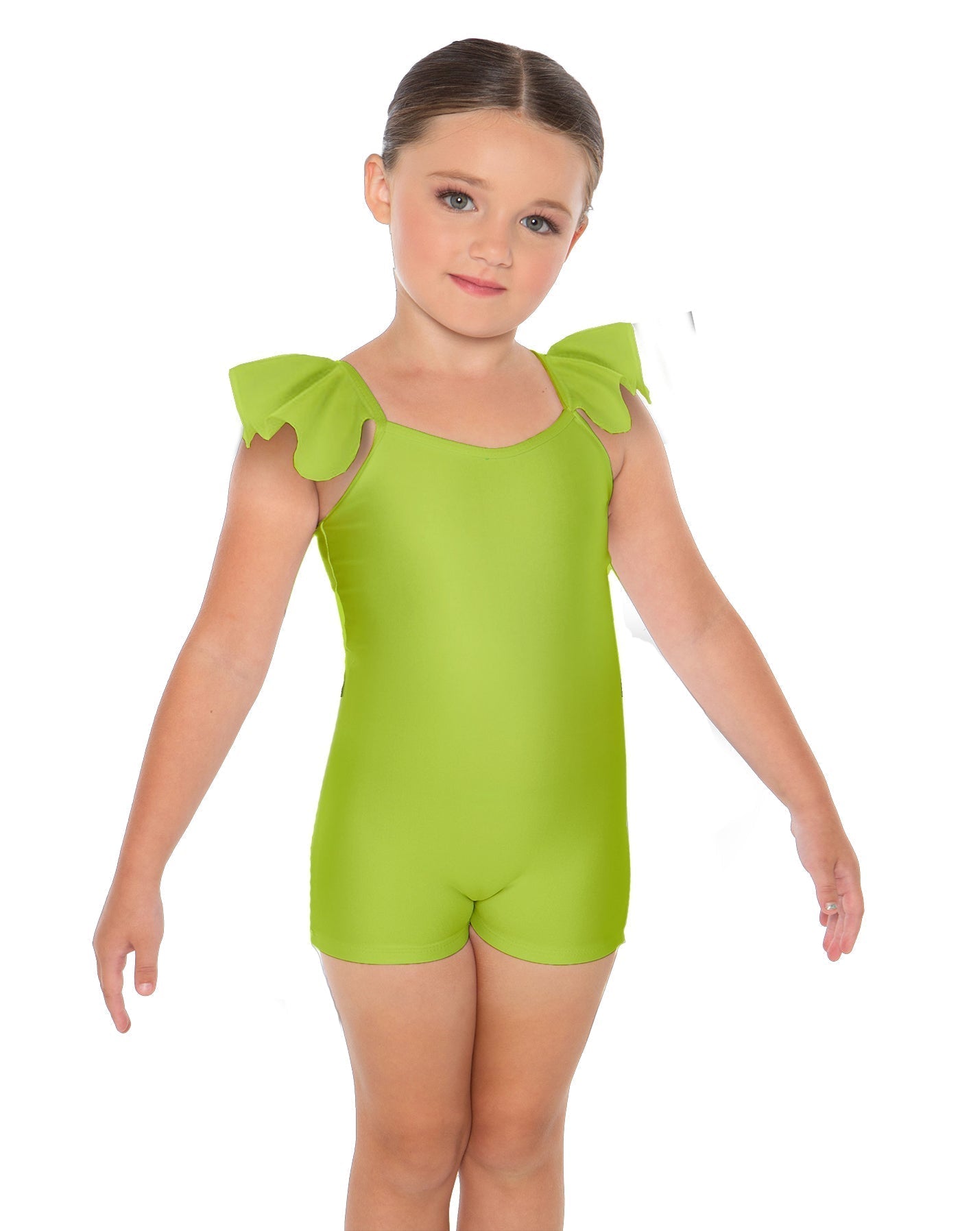 Solid Lycra Camisole Flutter Sleeve Biketard
