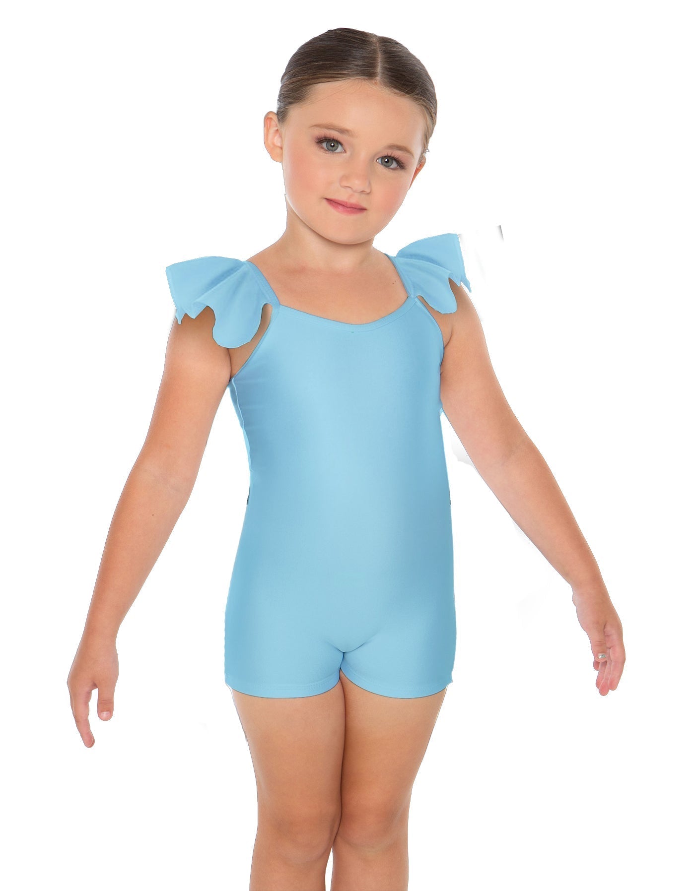 Solid Lycra Camisole Flutter Sleeve Biketard
