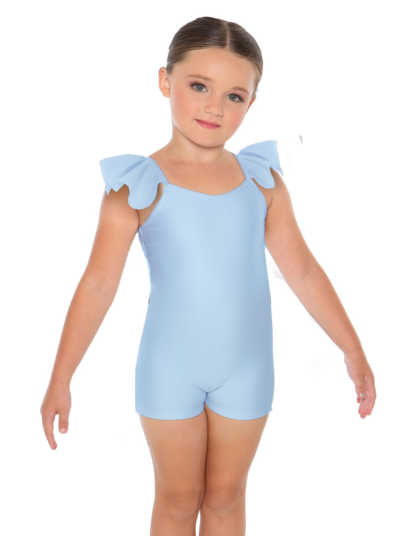 Solid Lycra Camisole Flutter Sleeve Biketard