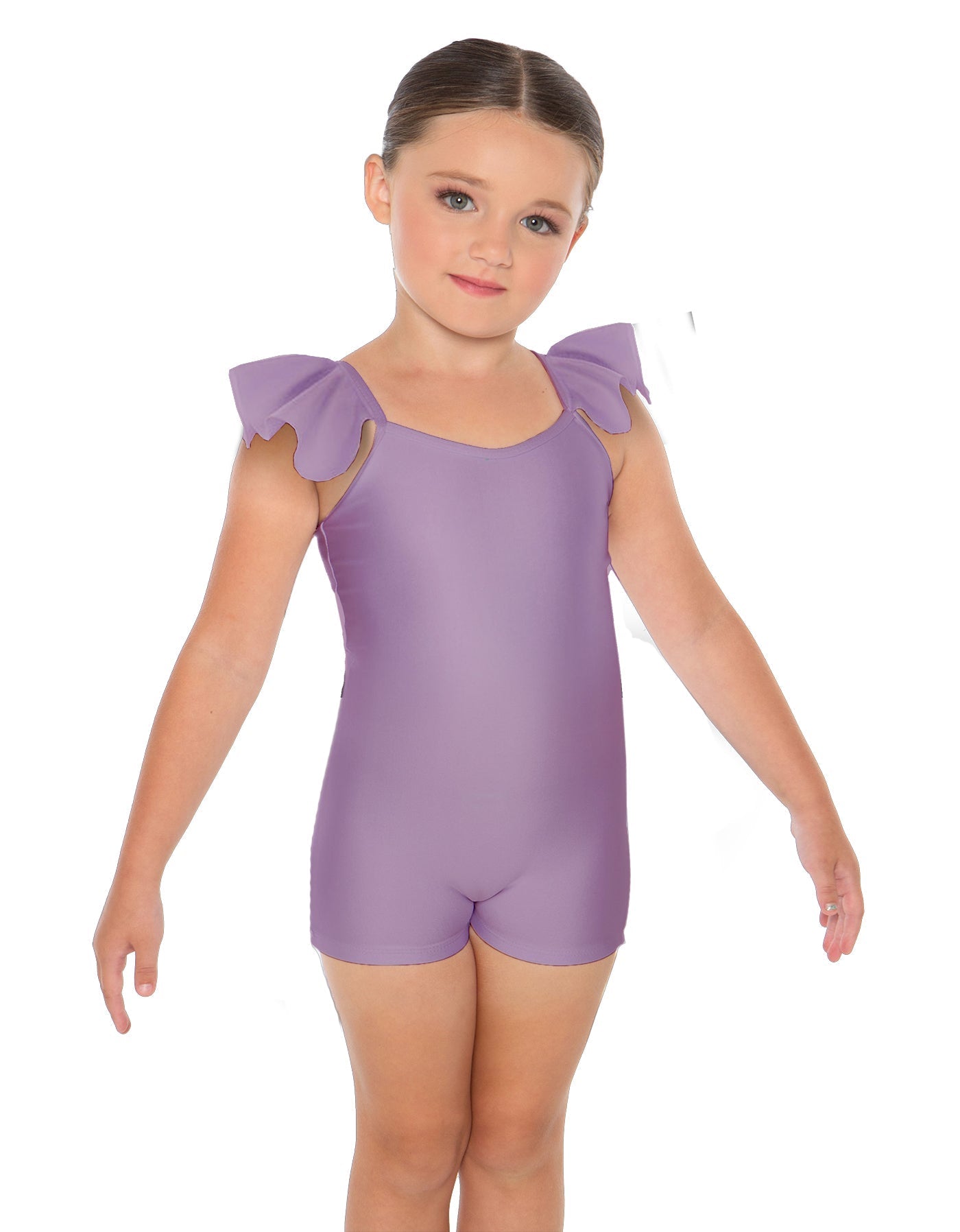 Solid Lycra Camisole Flutter Sleeve Biketard