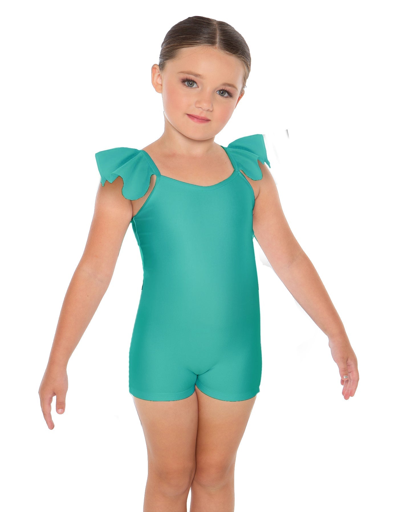 Solid Lycra Camisole Flutter Sleeve Biketard