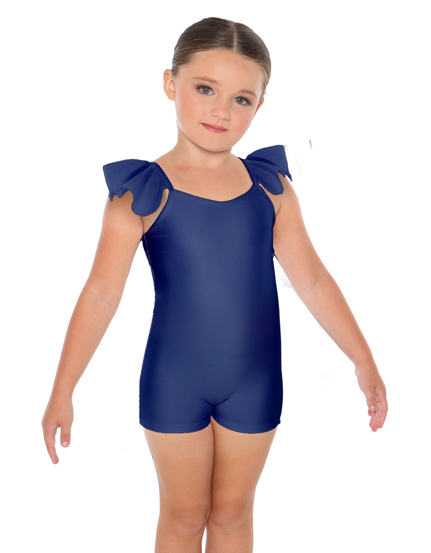 Solid Lycra Camisole Flutter Sleeve Biketard